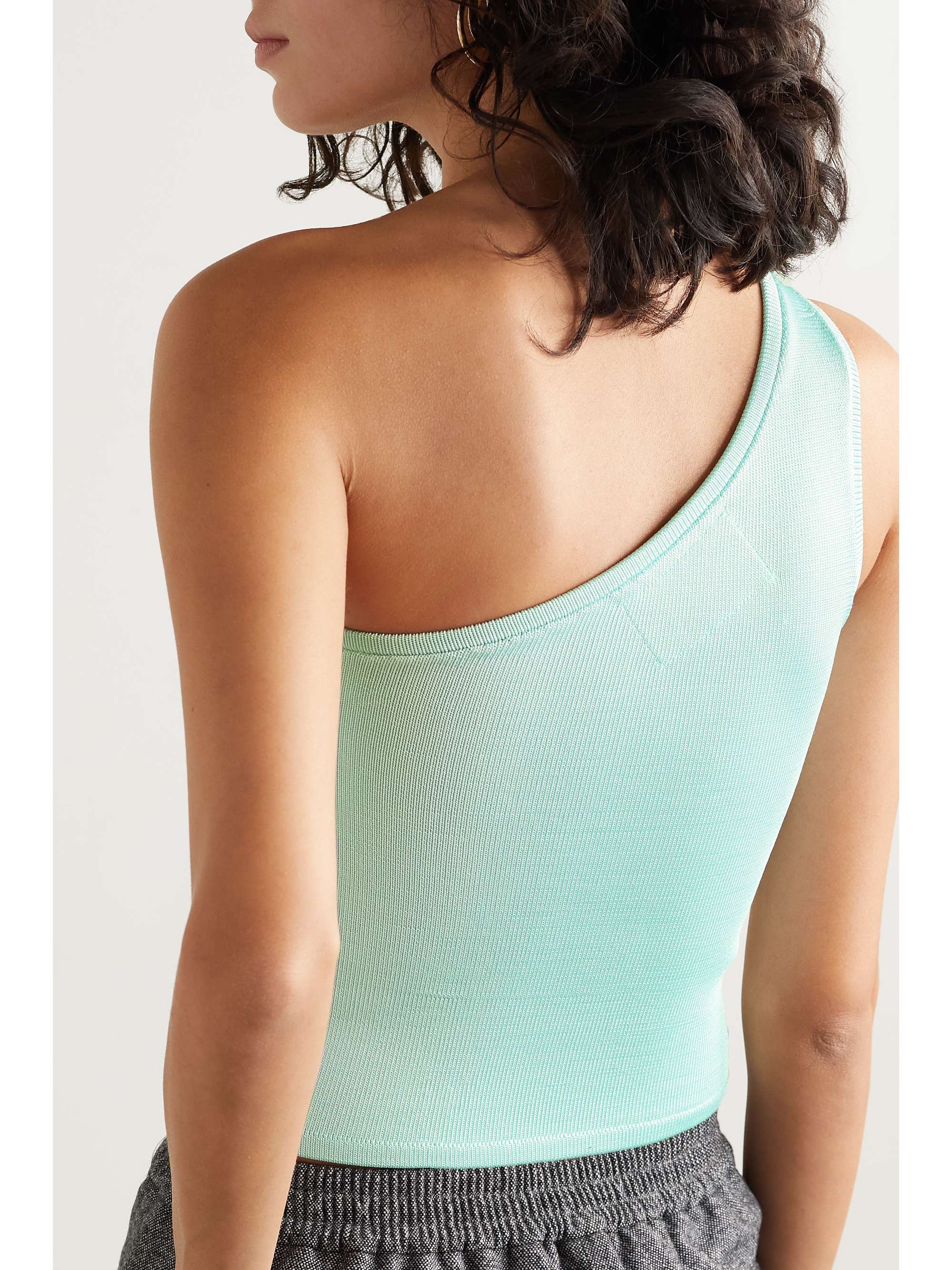 CALLE DEL MAR Cropped one-shoulder stretch-knit top