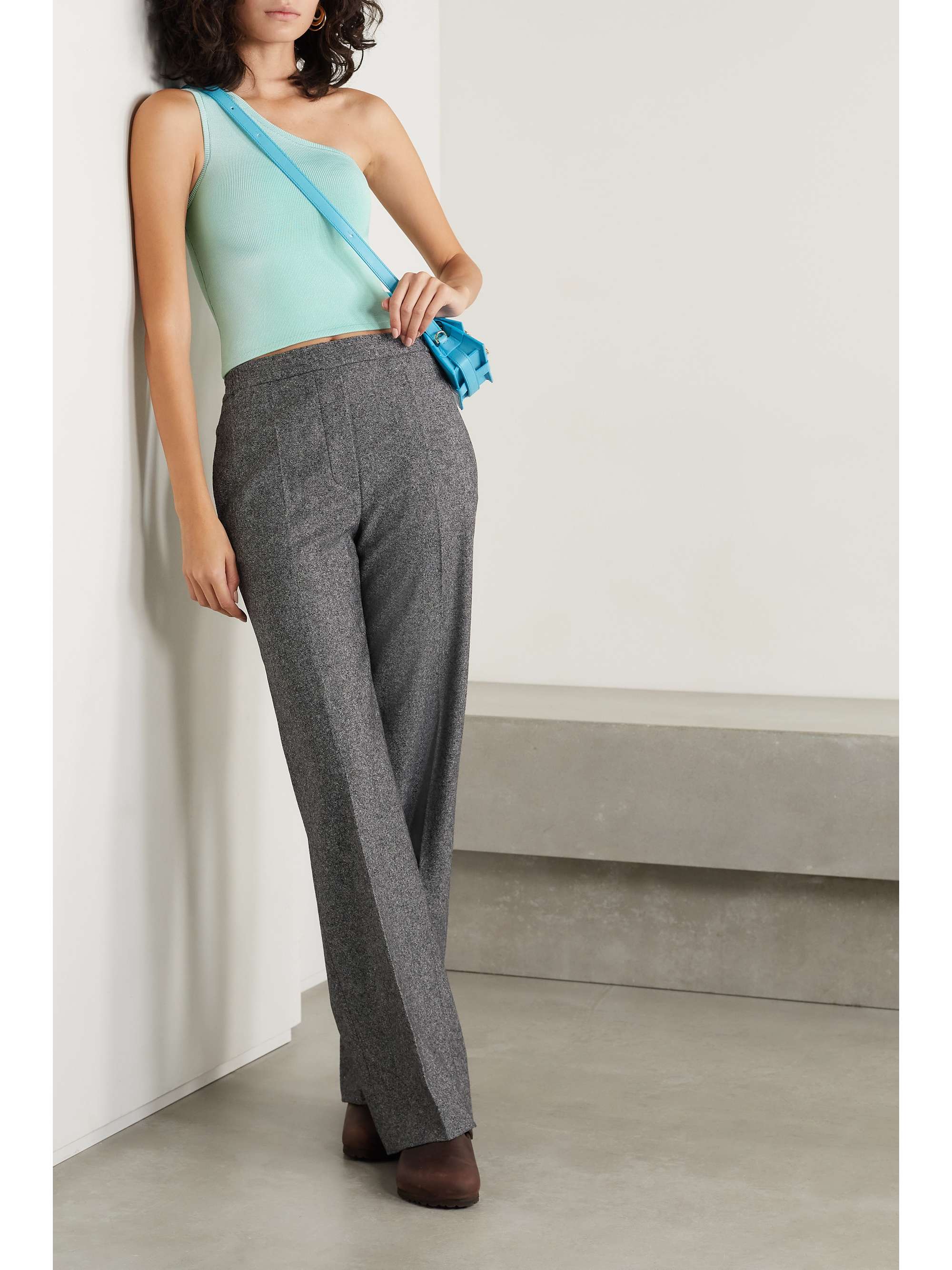 CALLE DEL MAR Cropped one-shoulder stretch-knit top