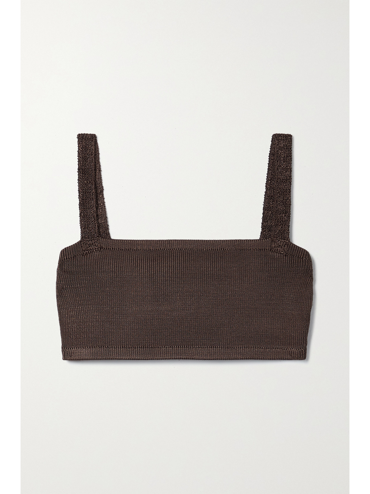 Calle Del Mar Cropped Stretch-knit Bra Top In Brown