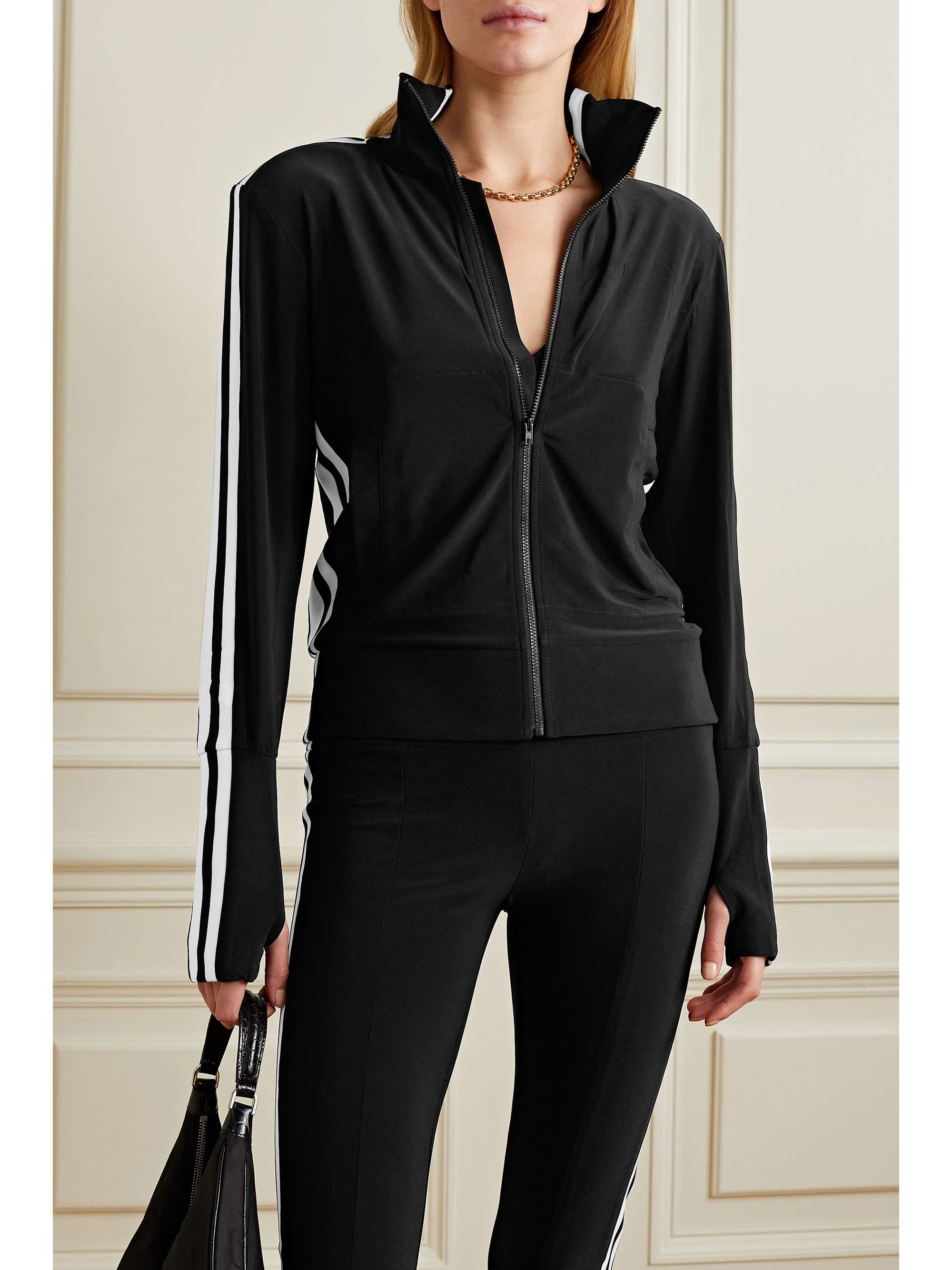 Black Striped stretch-jersey track 