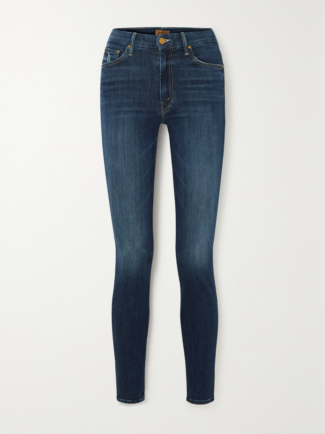 Mother + Net Sustain Looker Distressed High-rise Skinny Jeans - Blue