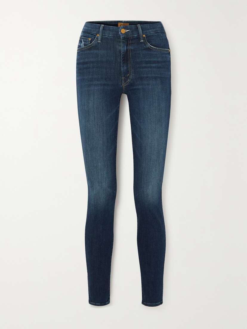 Mother + Net Sustain Looker Distressed High-rise Skinny Jeans