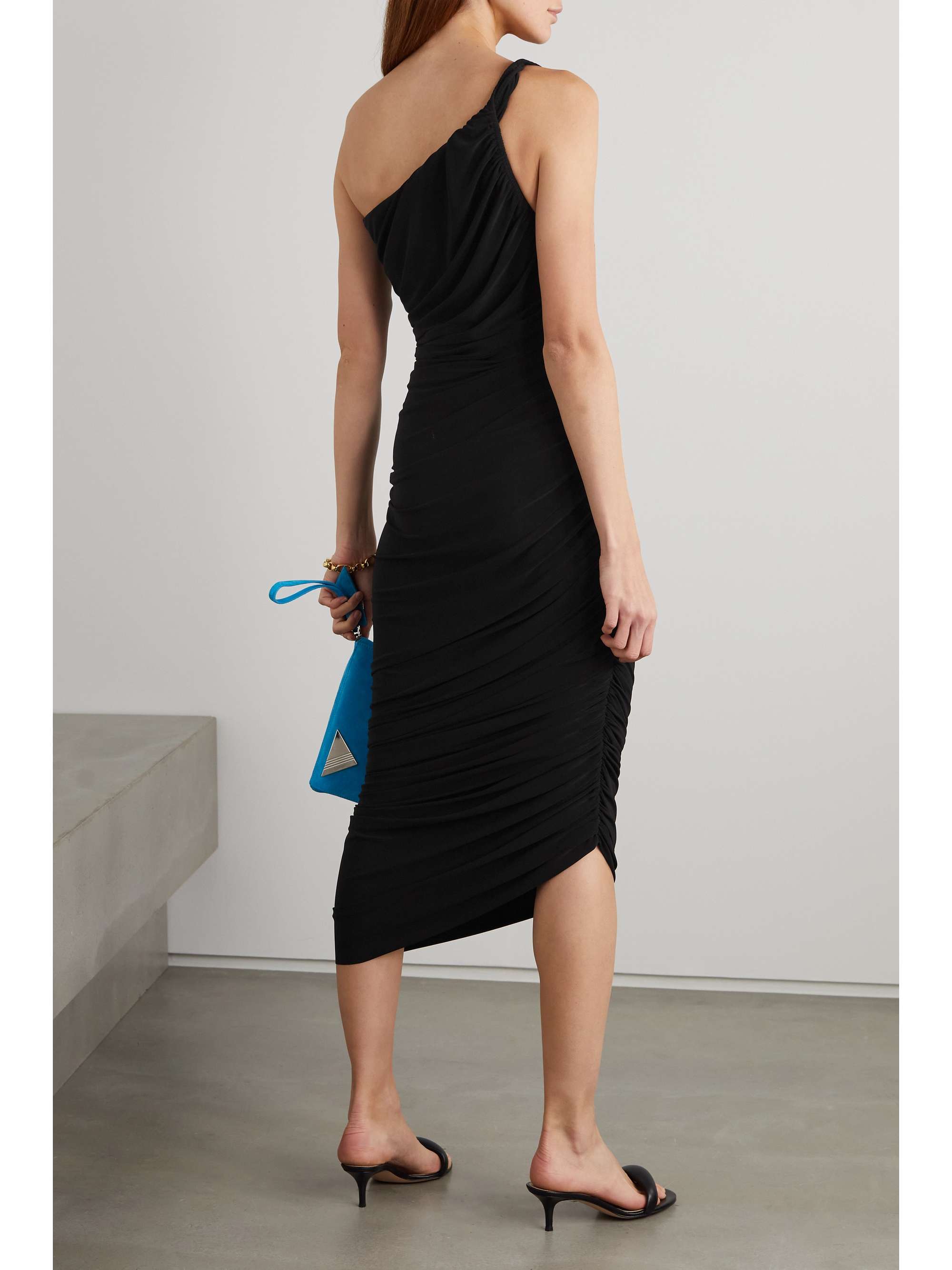 NORMA KAMALI Diana one-shoulder ruched stretch-jersey gown | NET-A ...