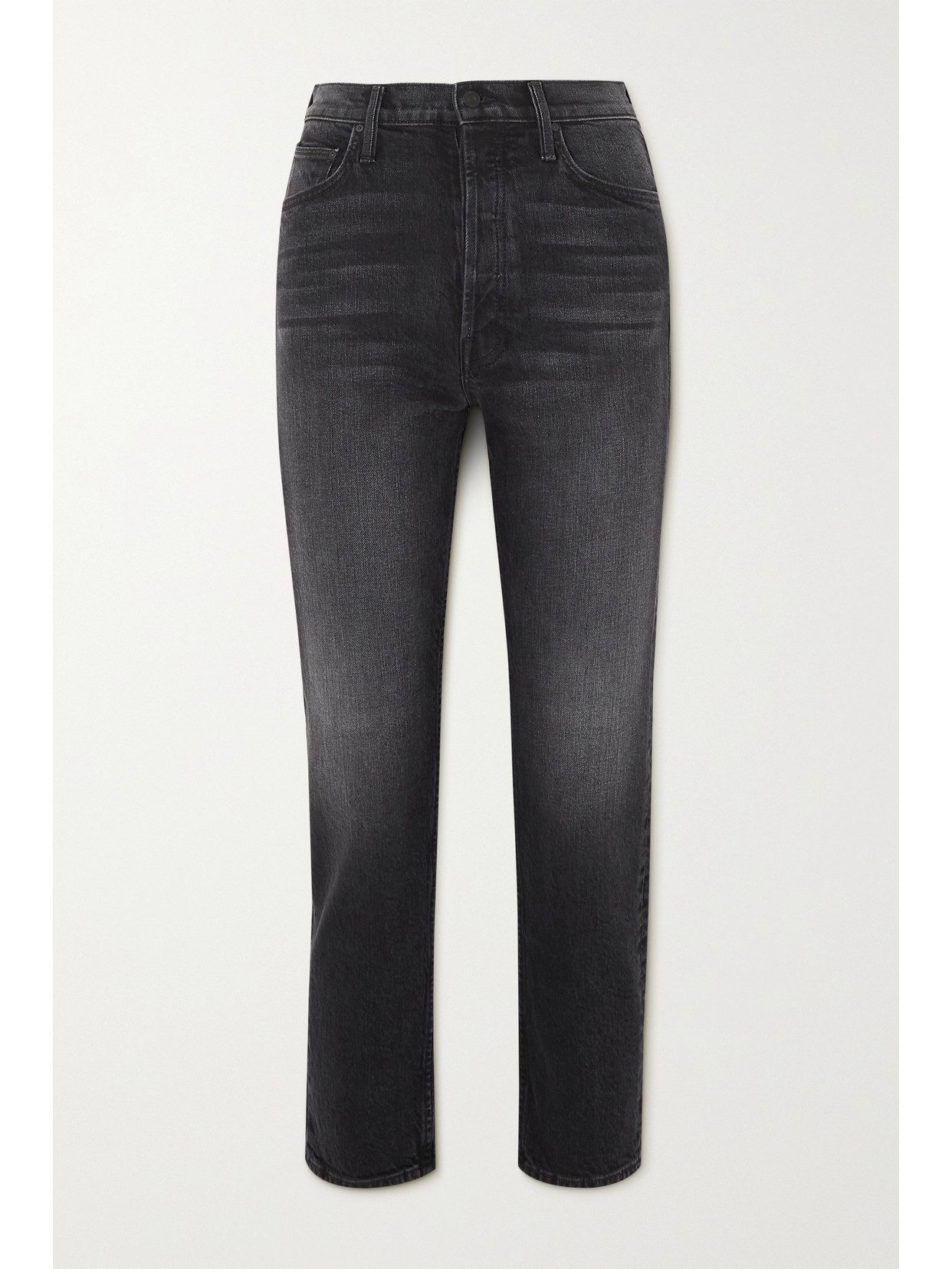 Mother ‘the Tomcat' High Rise Straight Leg Ankle Denim Jeans In Black