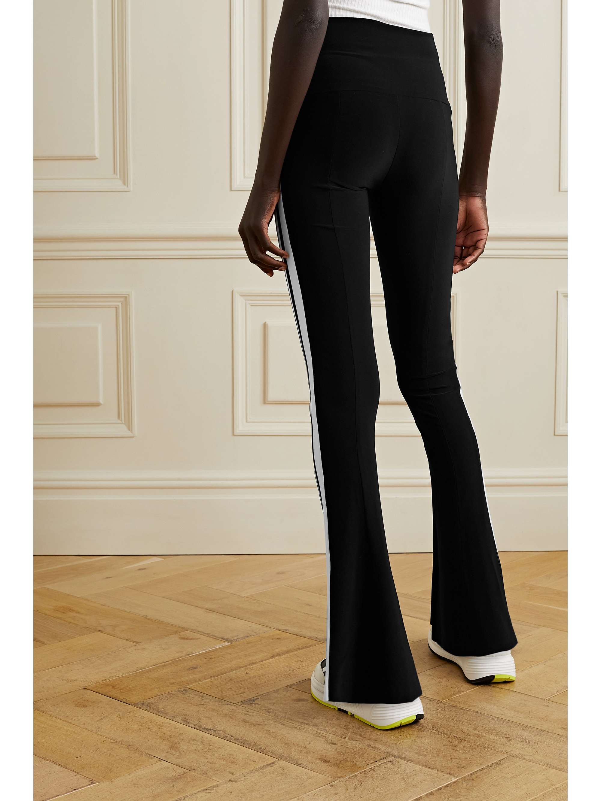 NORMA KAMALI Striped stretch-jersey leggings