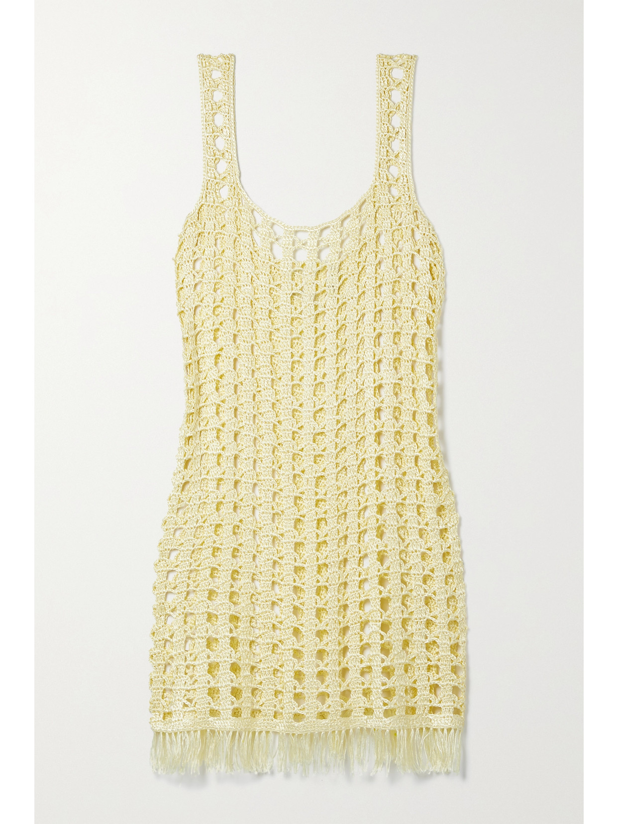 Calle Del Mar Fringed Crocheted Mini Dress - Yellow