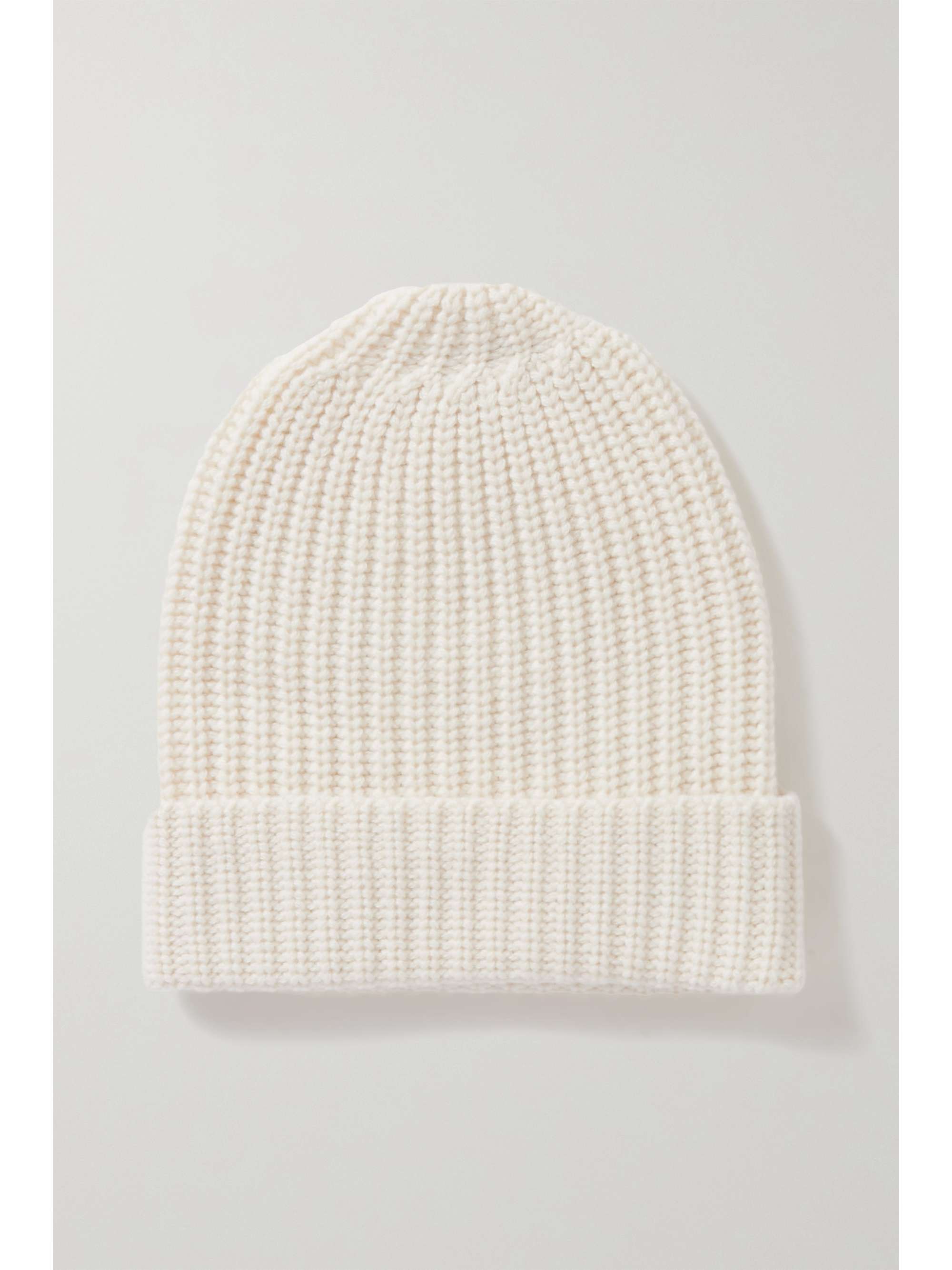 Ivory Adrien ribbed cashmere beanie 