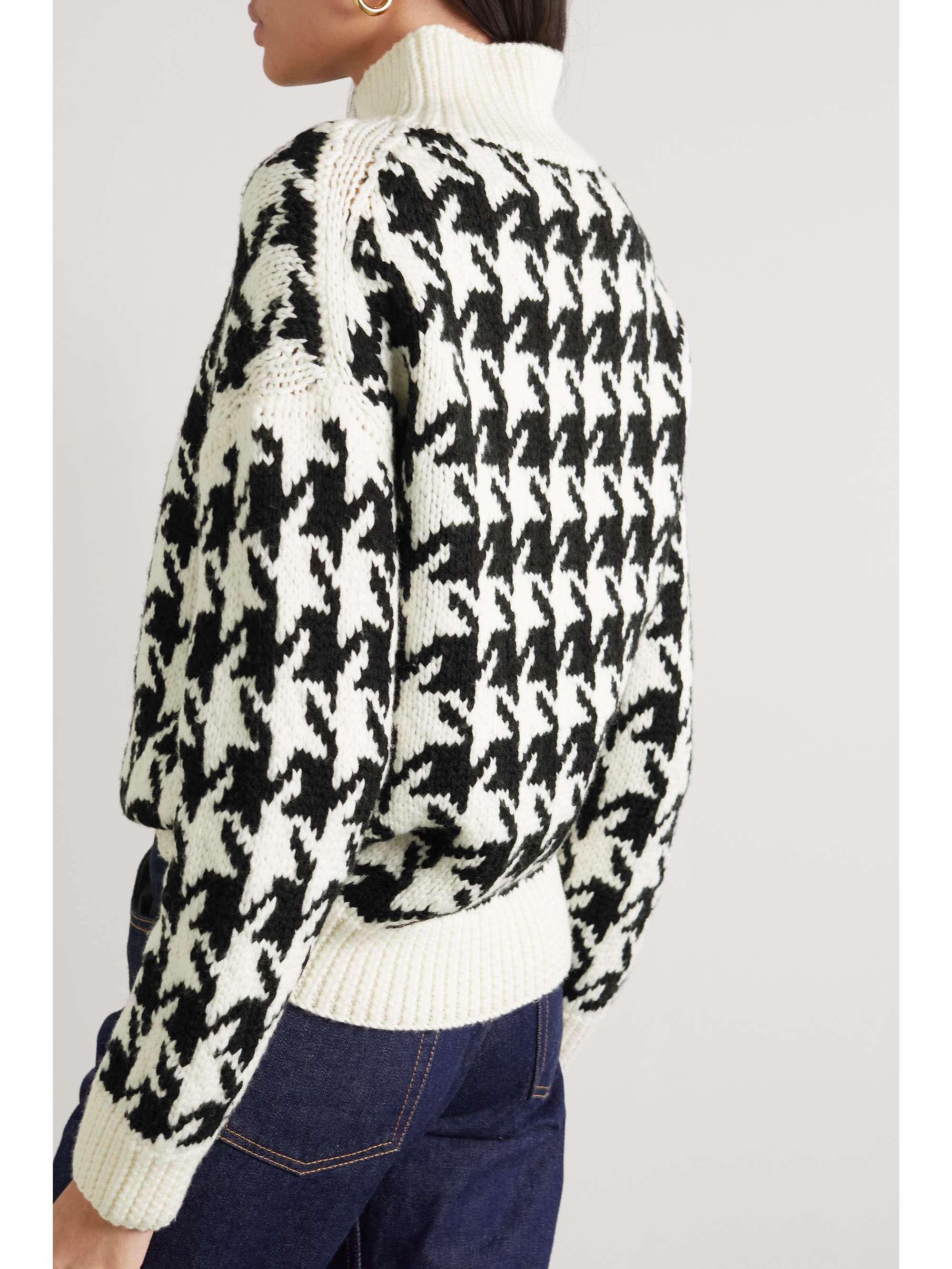 NILI LOTAN Juliette houndstooth wool-blend turtleneck sweater