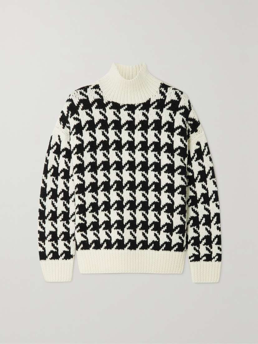 Nili Lotan Juliette Houndstooth Wool-blend Turtleneck Sweater