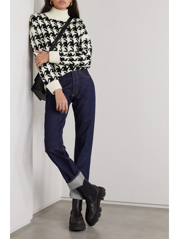 Nili Lotan Juliette houndstooth wool-blend turtleneck sweater