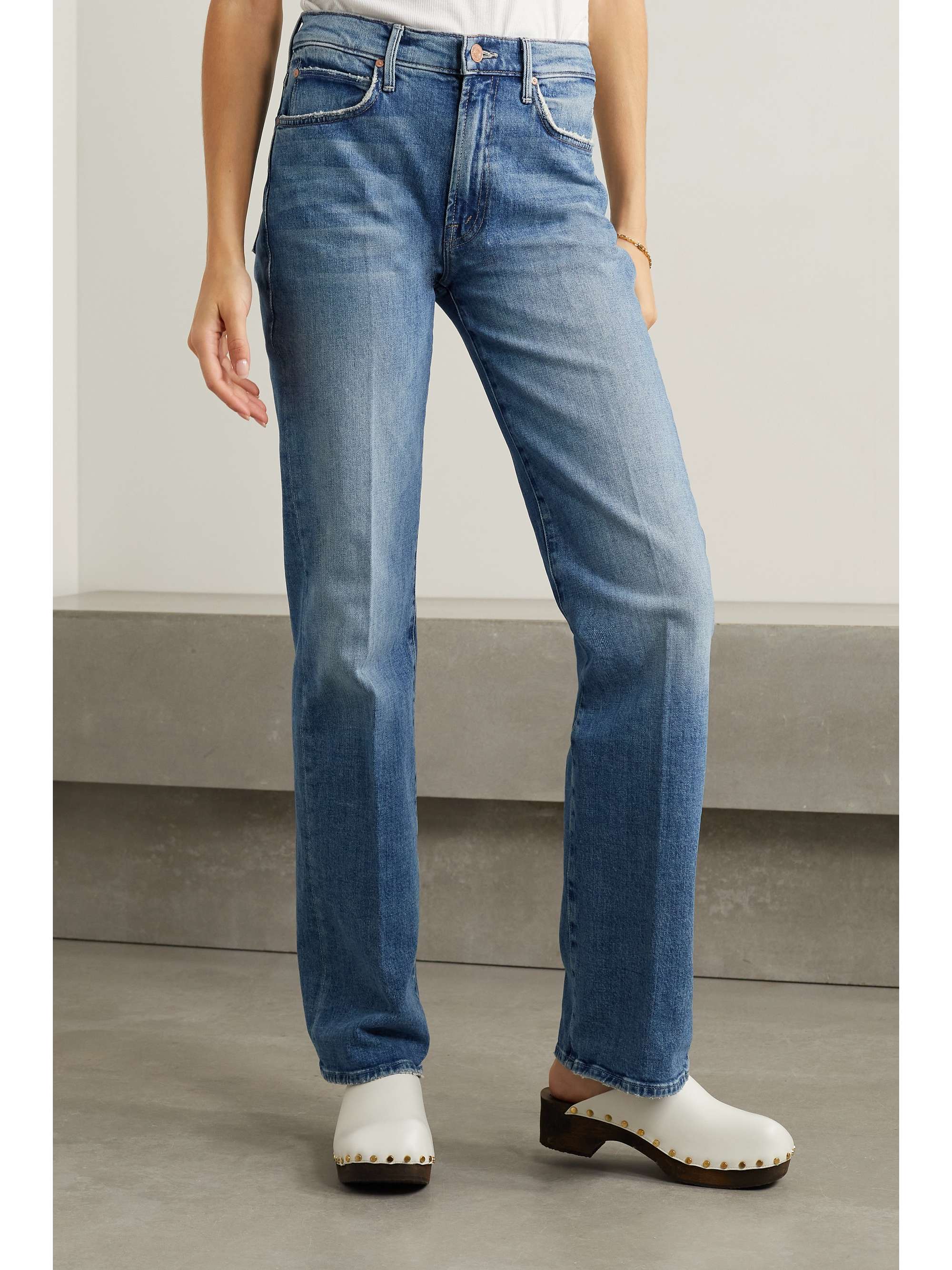 MOTHER The Kick It distressed highrise bootcut jeans NETAPORTER