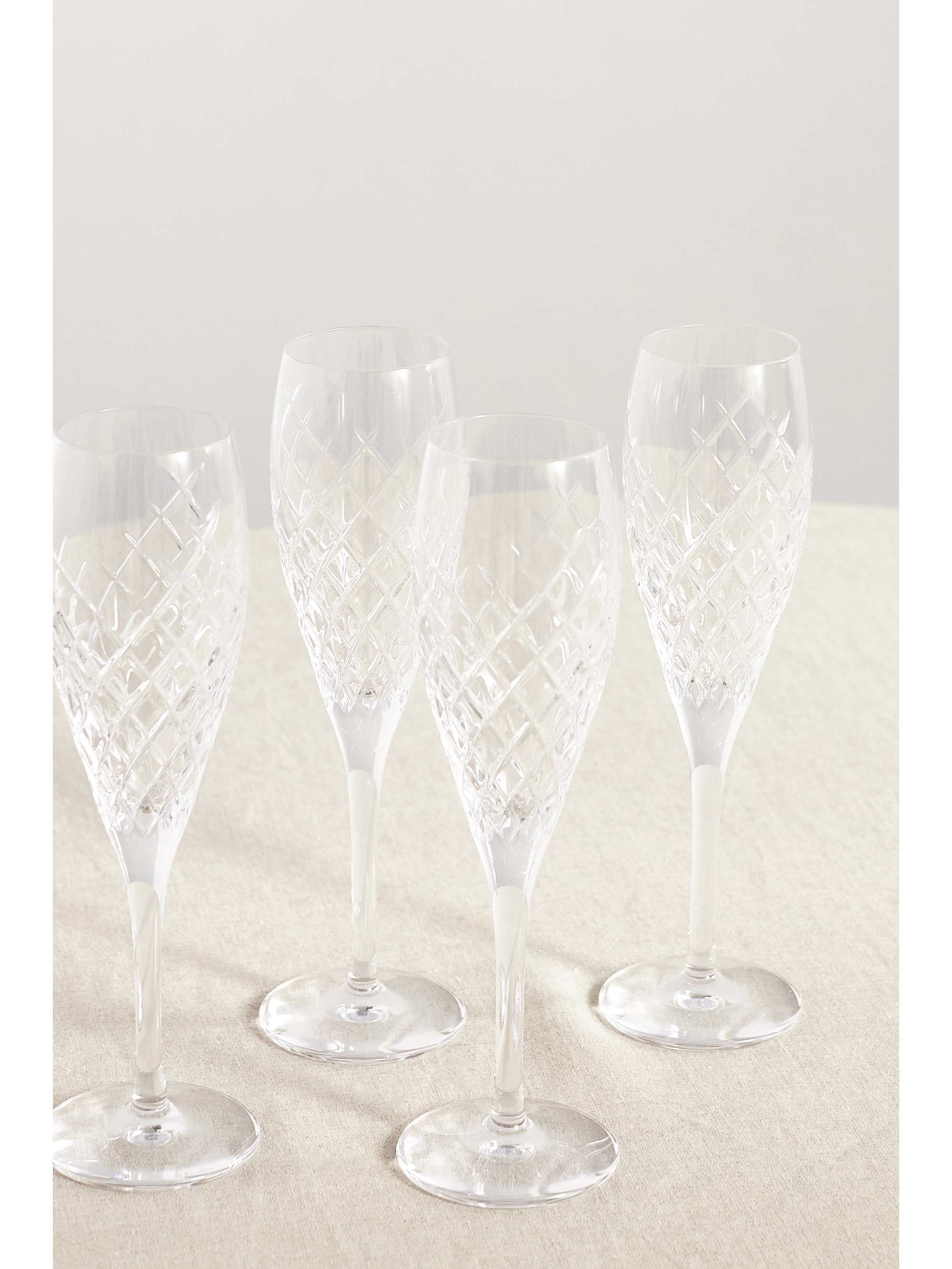 SOHO HOME Barwell set of four cut crystal champagne flutes NETAPORTER