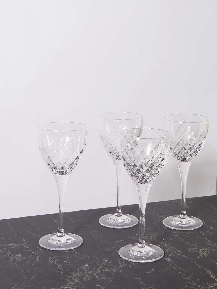 Soho Home Barwell Set Of Four Cut Crystal White Wine Glasses
