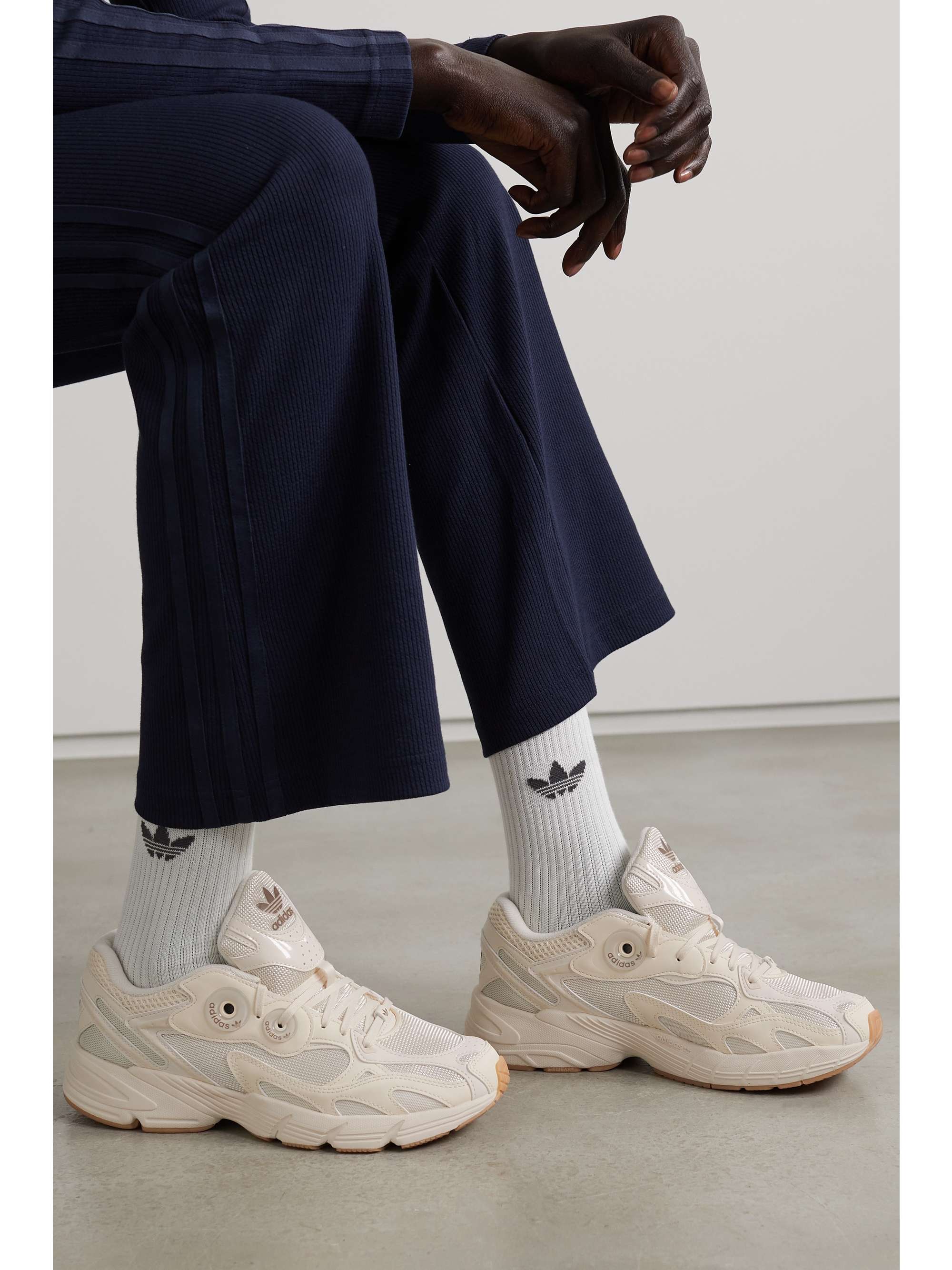 Cream Astir shell-trimmed mesh sneakers 