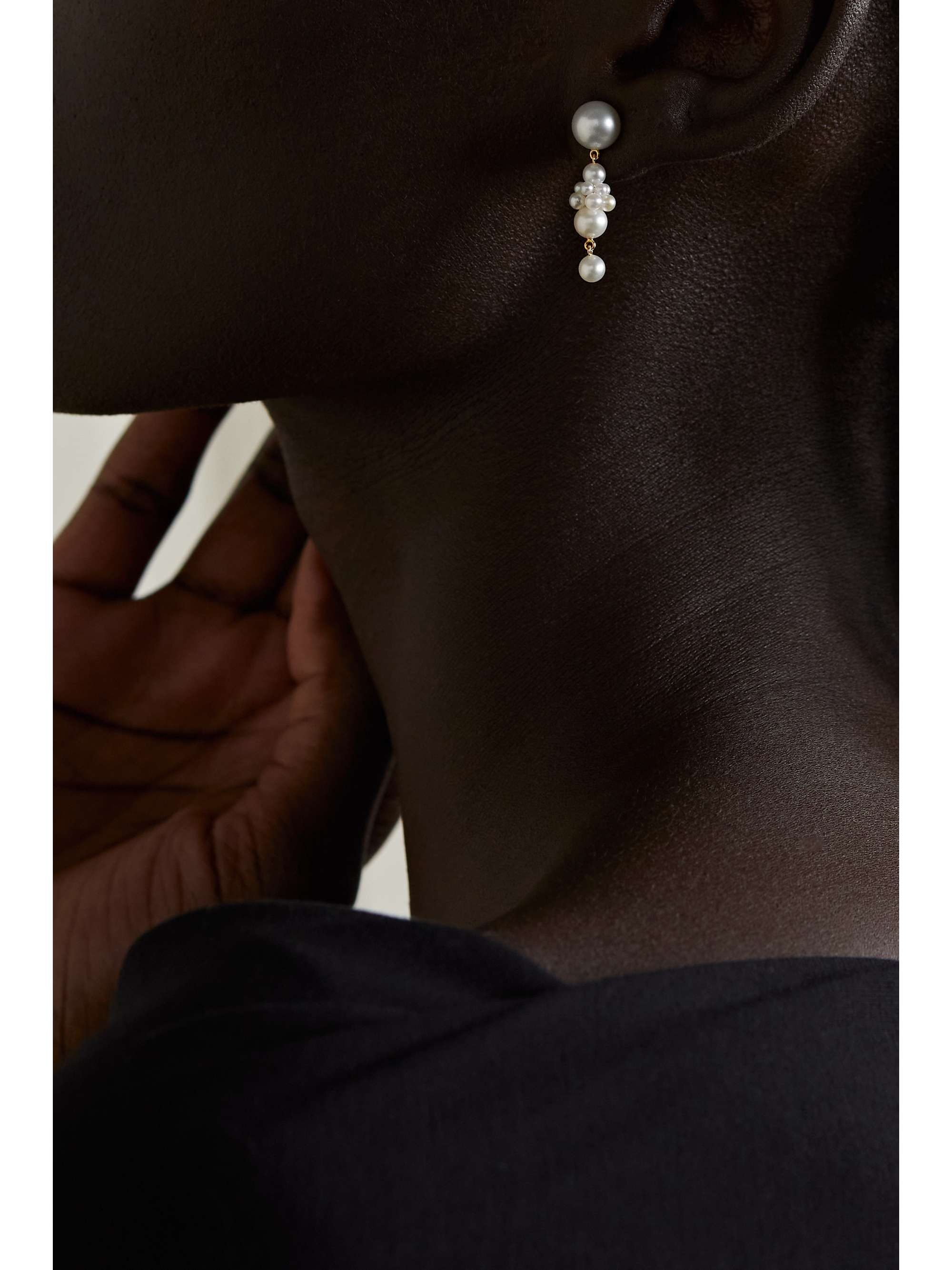 SOPHIE BILLE BRAHE Petite Tulip 14-karat gold pearl earrings