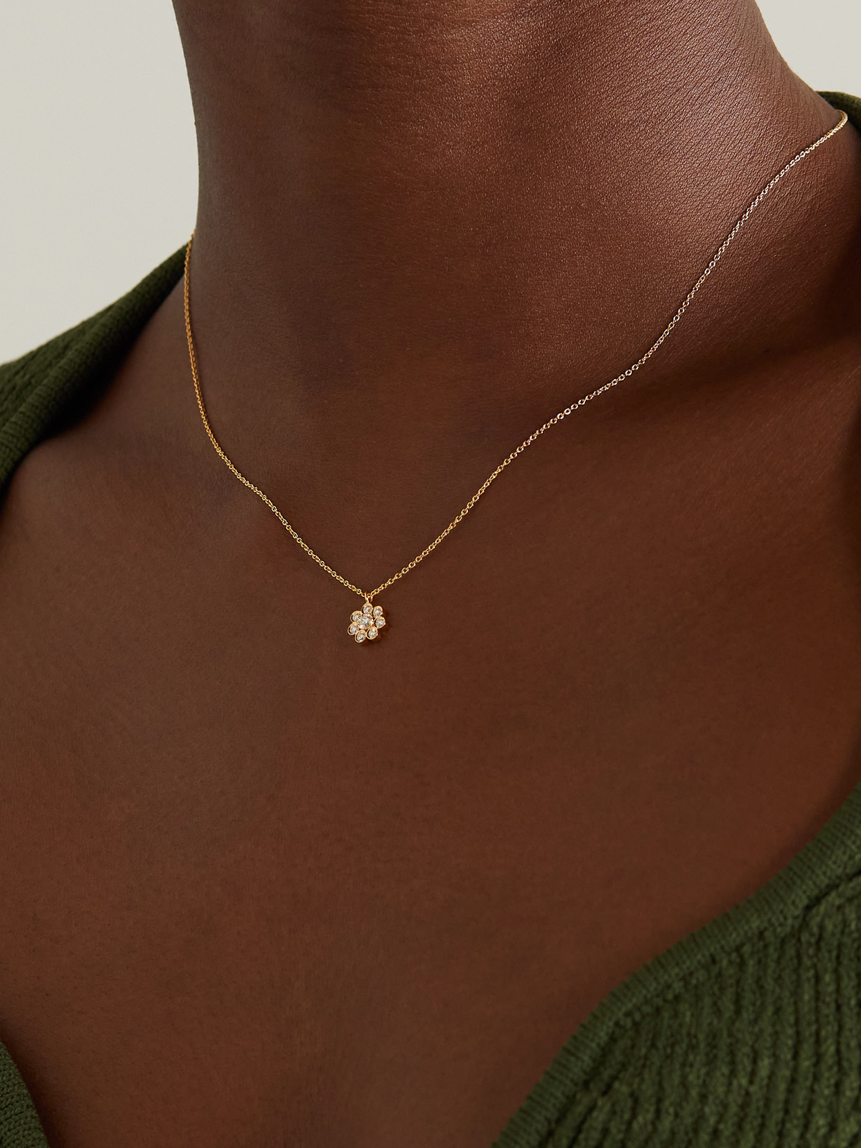 Shop Sophie Bille Brahe Bellis Simple 18-karat Gold Diamond Necklace