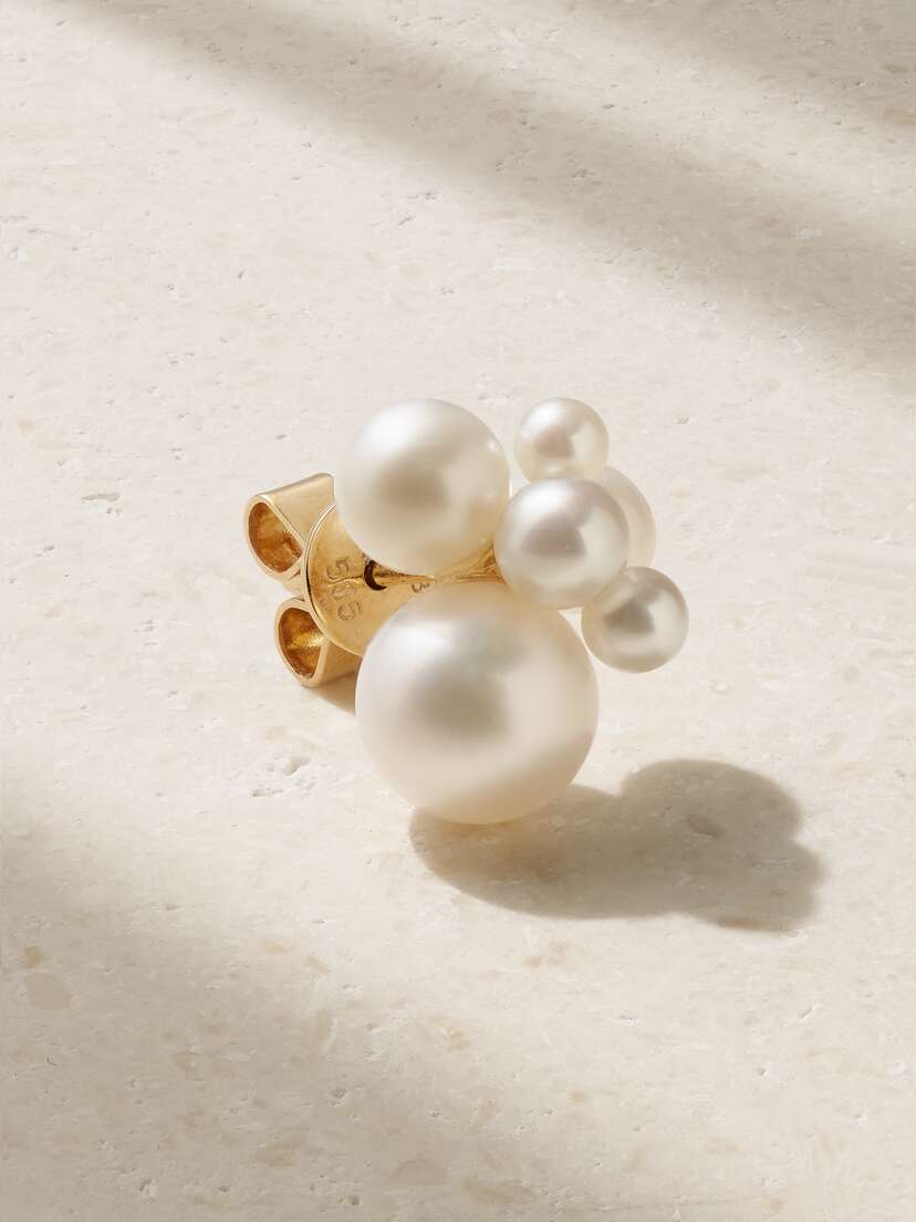 Sophie Bille Brahe Bisou Perle 14-karat Gold Pearl Single Earring