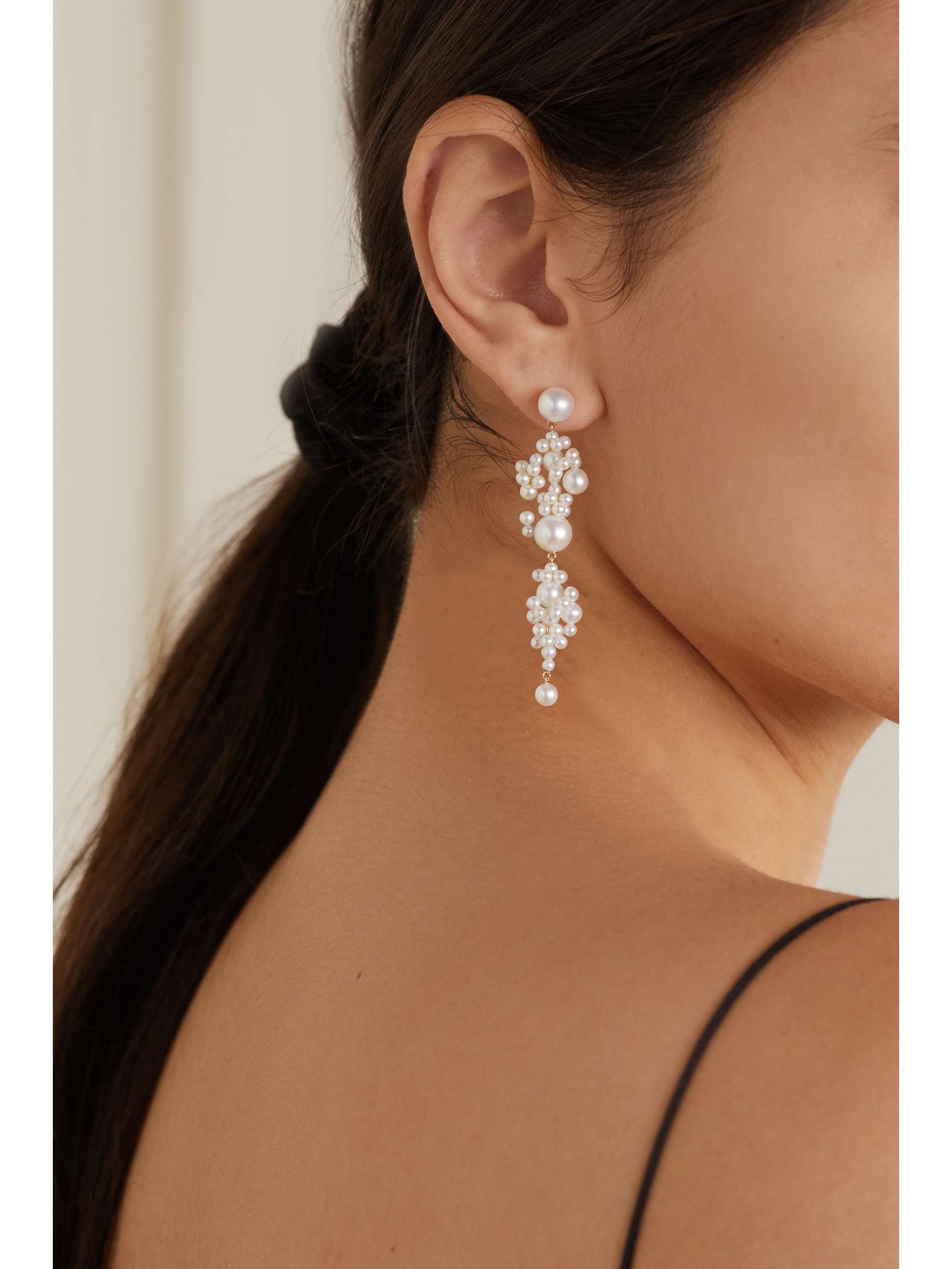 SOPHIE BILLE BRAHE Grand Bisou 14-karat gold pearl earrings