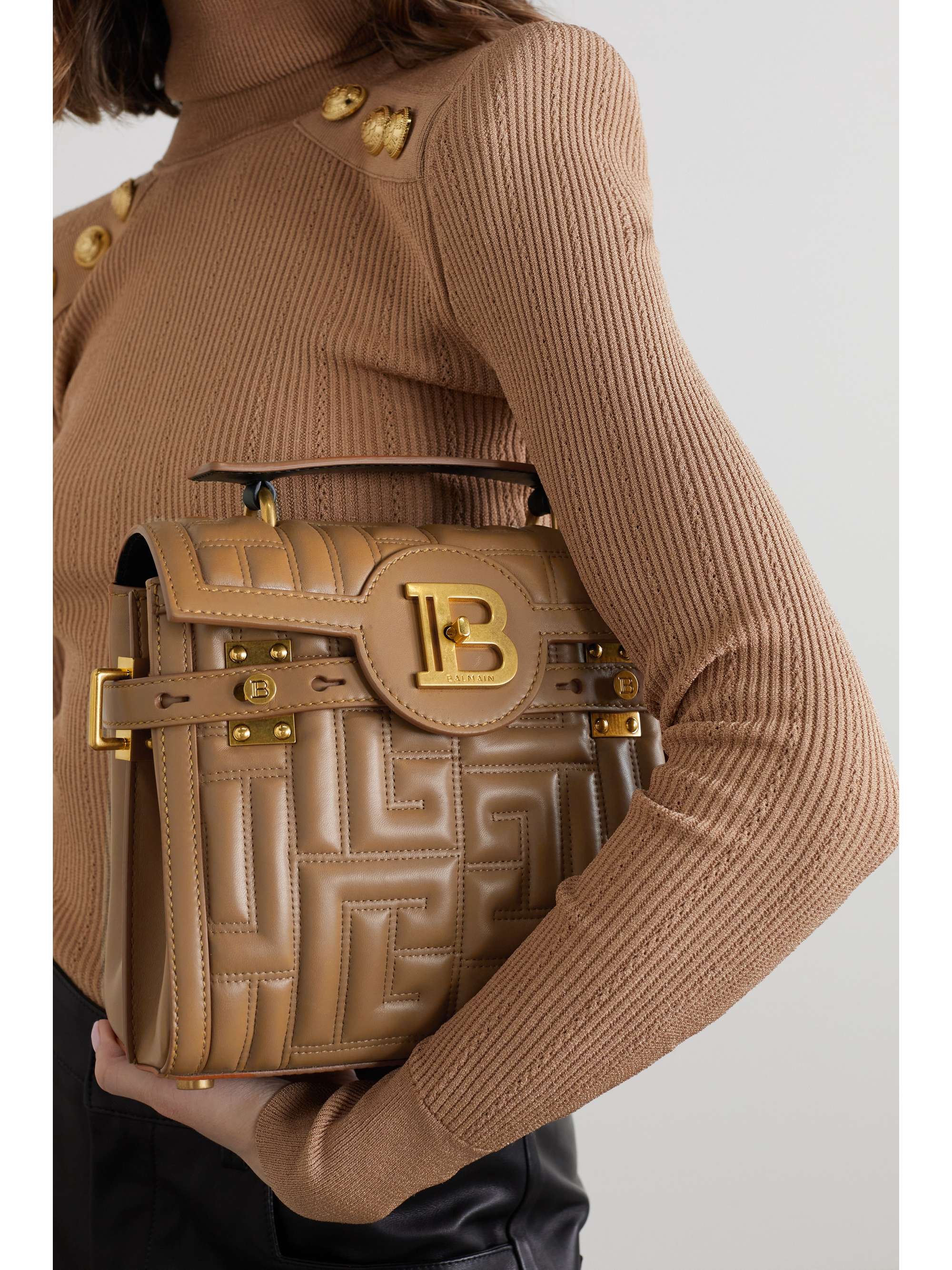 BALMAIN BBuzz 23 quilted leather shoulder bag NETAPORTER