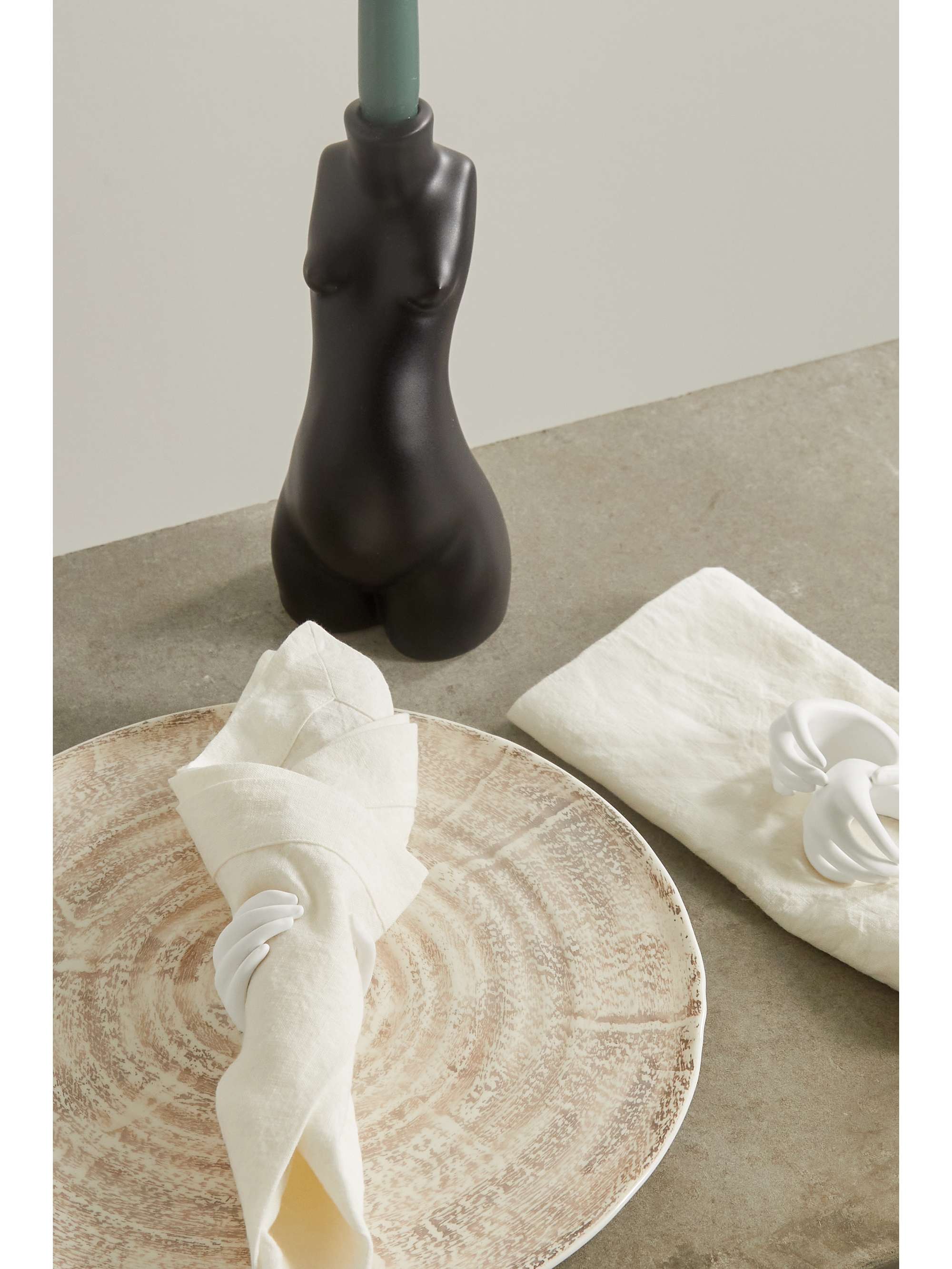 ANISSA KERMICHE Hands set of three earthenware napkin rings