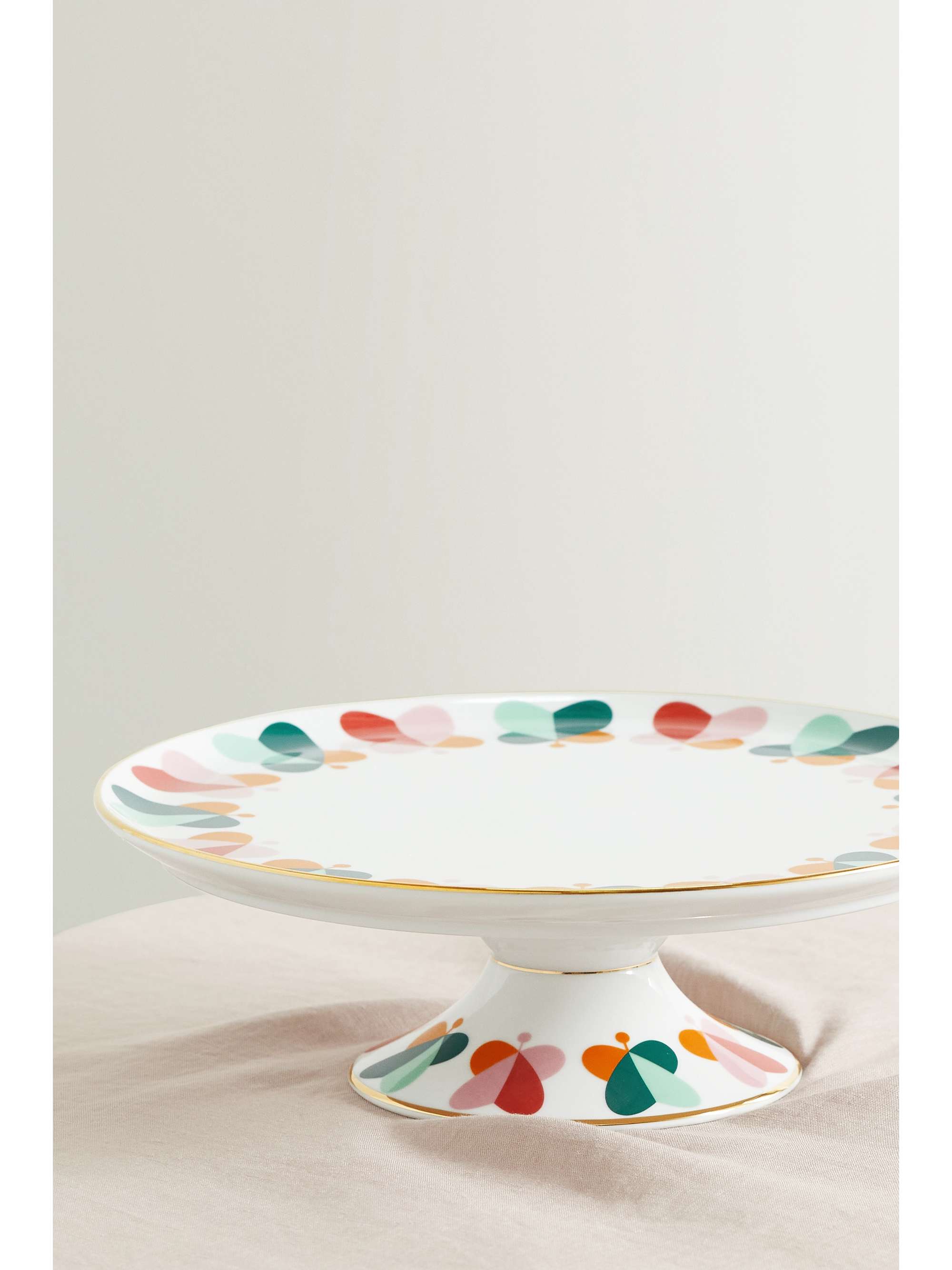 LA DOUBLEJ Gold-plated porcelain cake stand