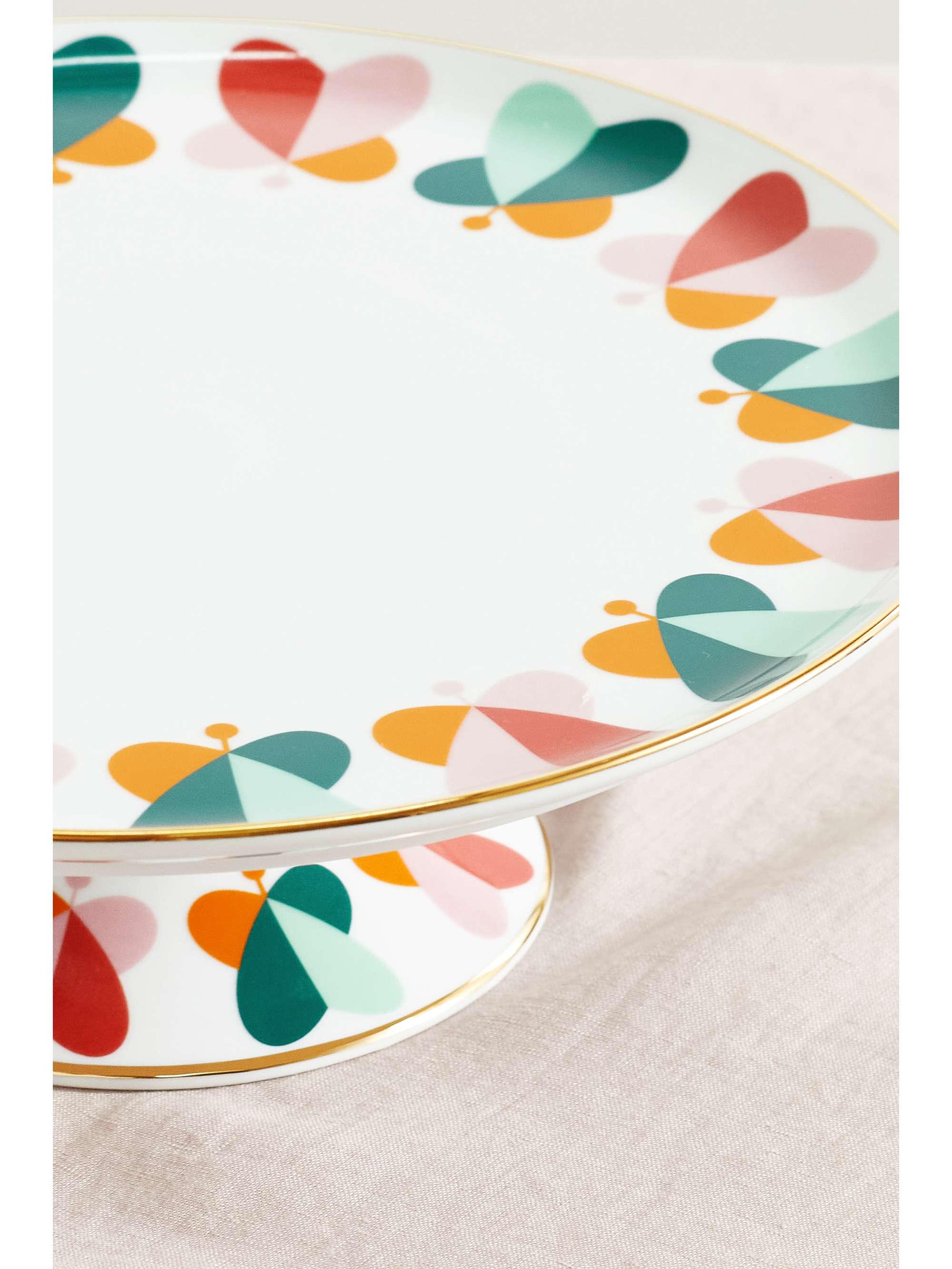 LA DOUBLEJ Gold-plated porcelain cake stand