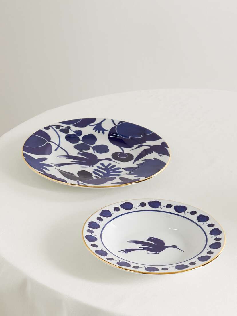 La DoubleJ Gold-plated Porcelain Soup And Dinner Plate Set