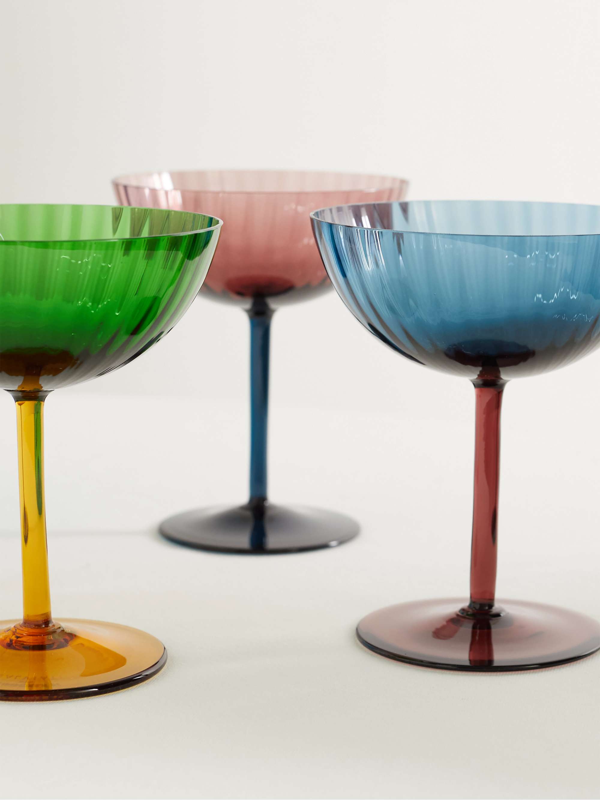 LA DOUBLEJ Rainbow set of four Murano glass champagne coupes