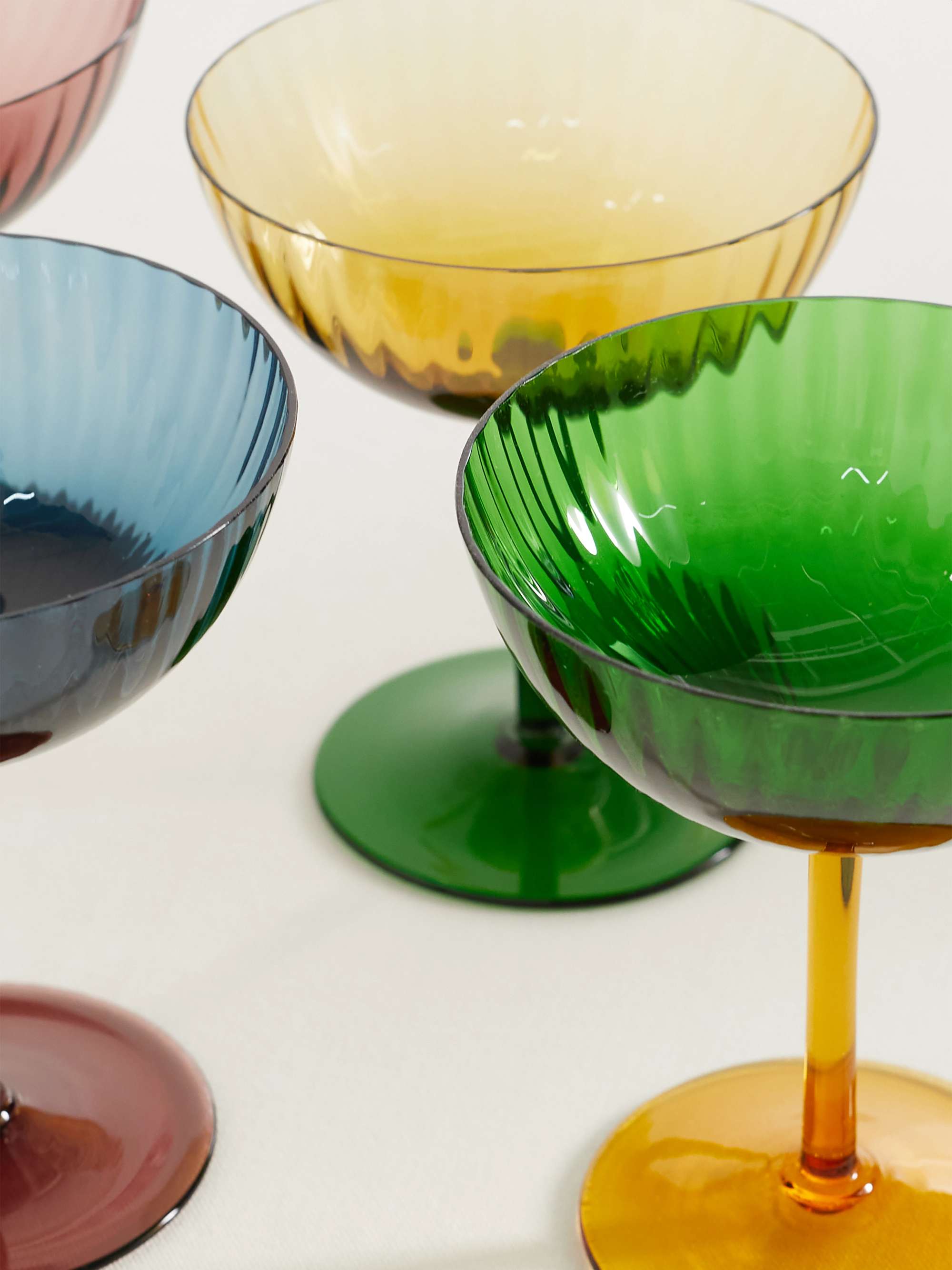 LA DOUBLEJ Rainbow set of four Murano glass champagne coupes