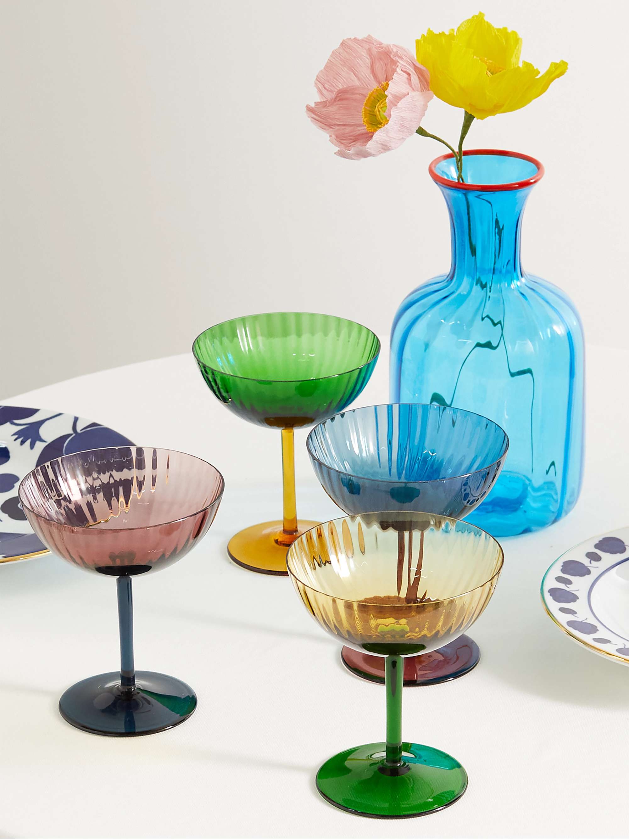 LA DOUBLEJ Rainbow set of four Murano glass champagne coupes