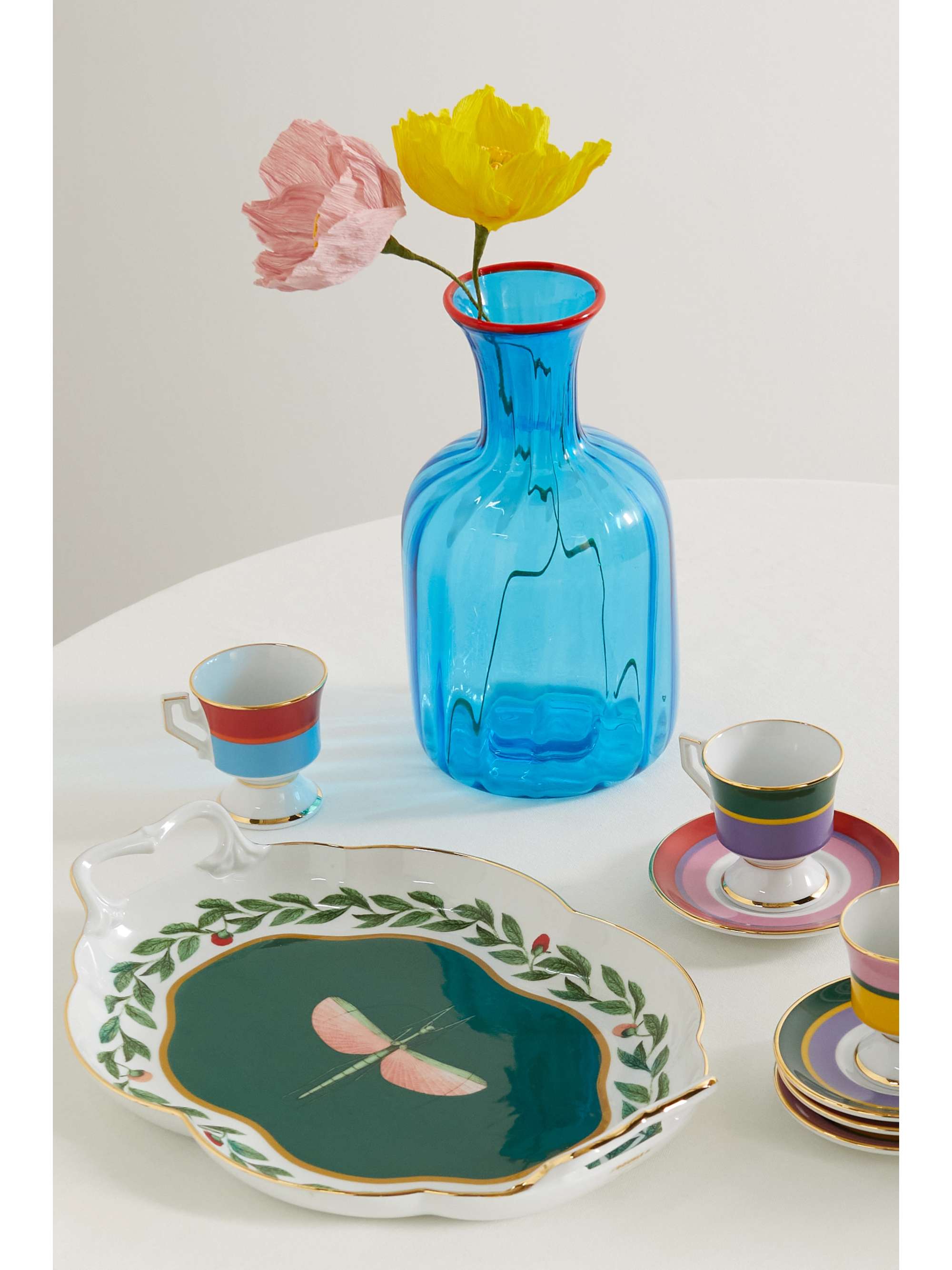 LA DOUBLEJ Tea For Two gold-plated porcelain tray