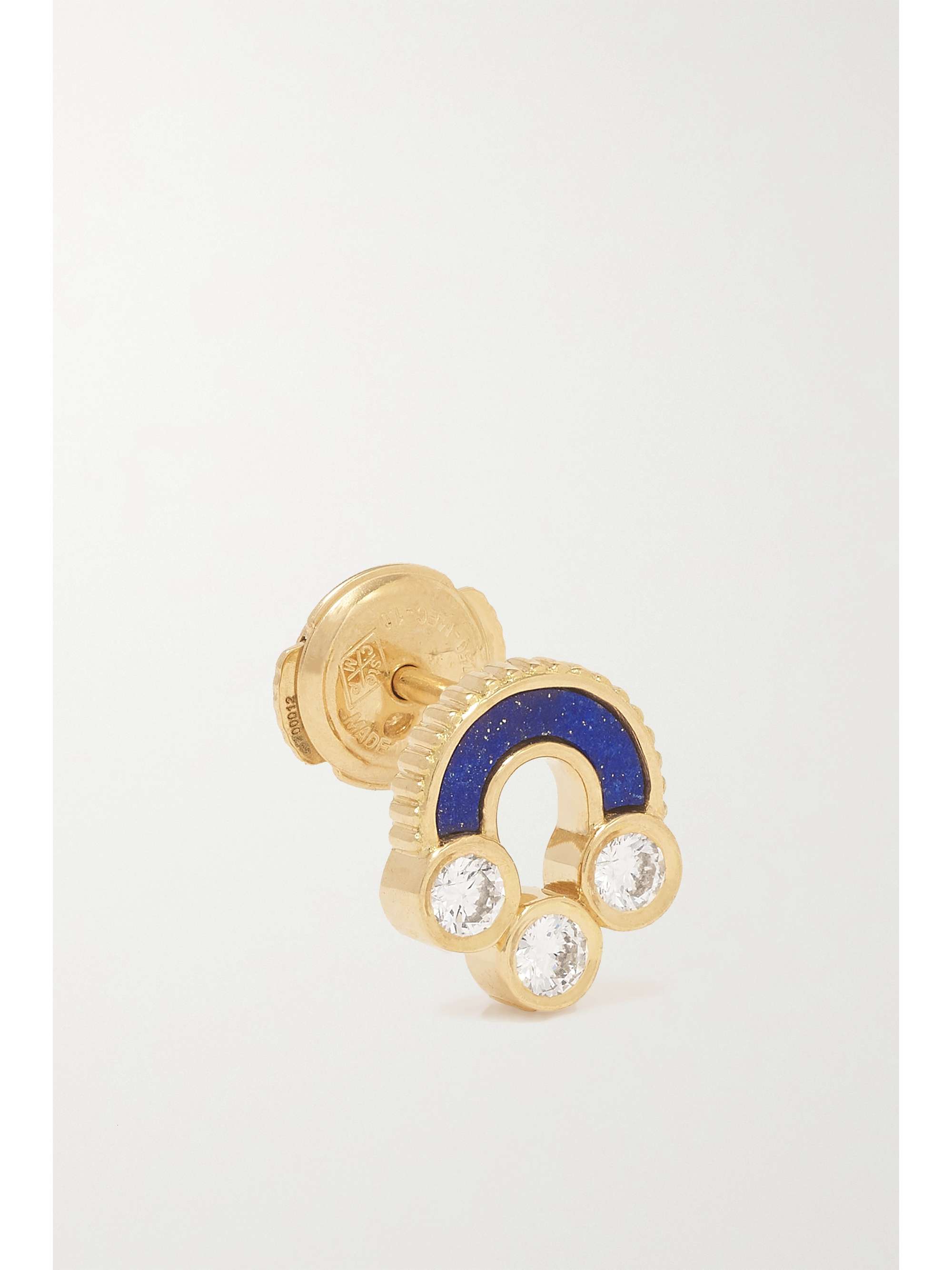VILTIER Magnetic Stud 18-karat gold, lapis lazuli and diamond earrings