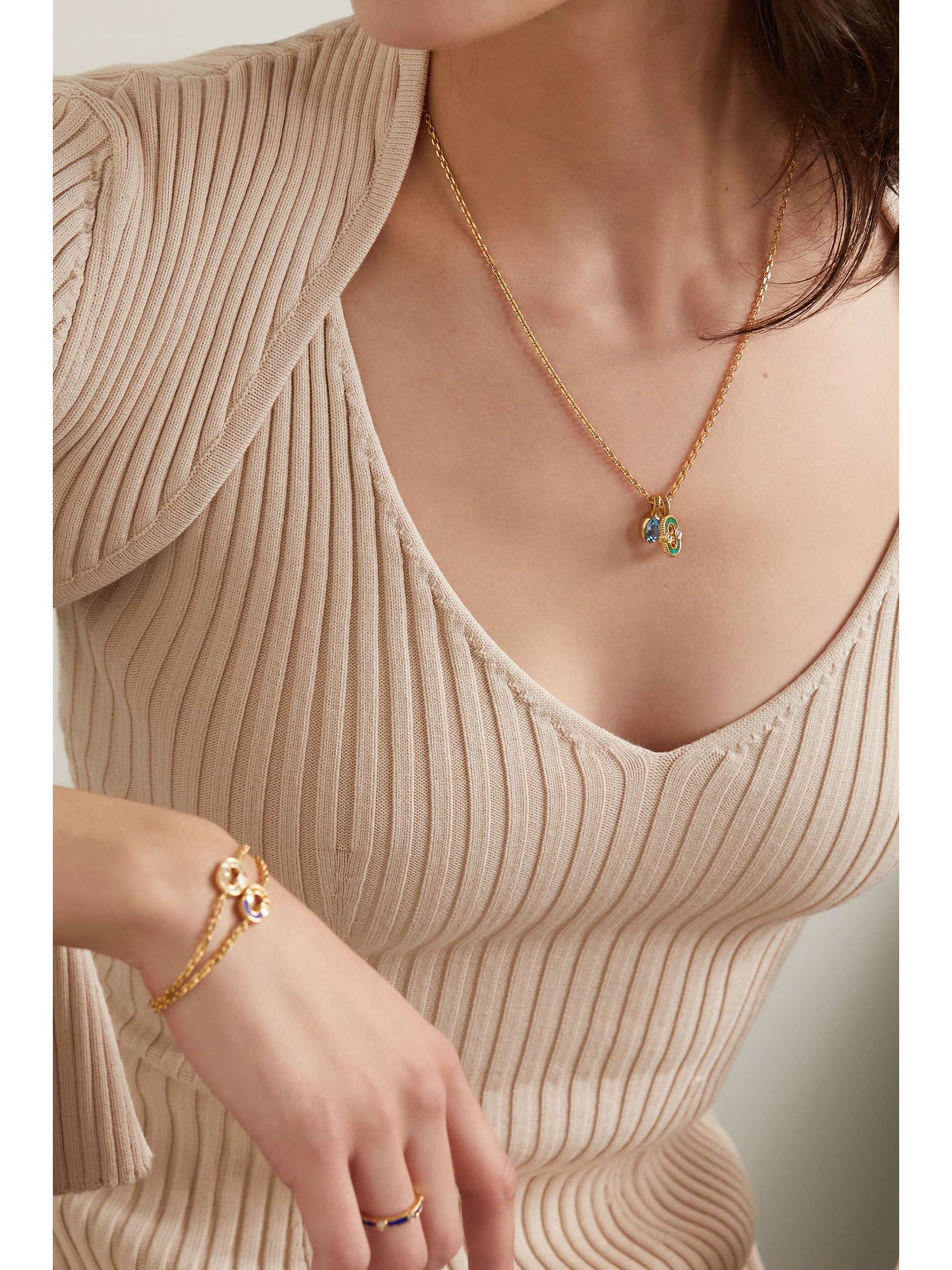 VILTIER Magnetic Twist 18-karat recycled gold multi-stone necklace