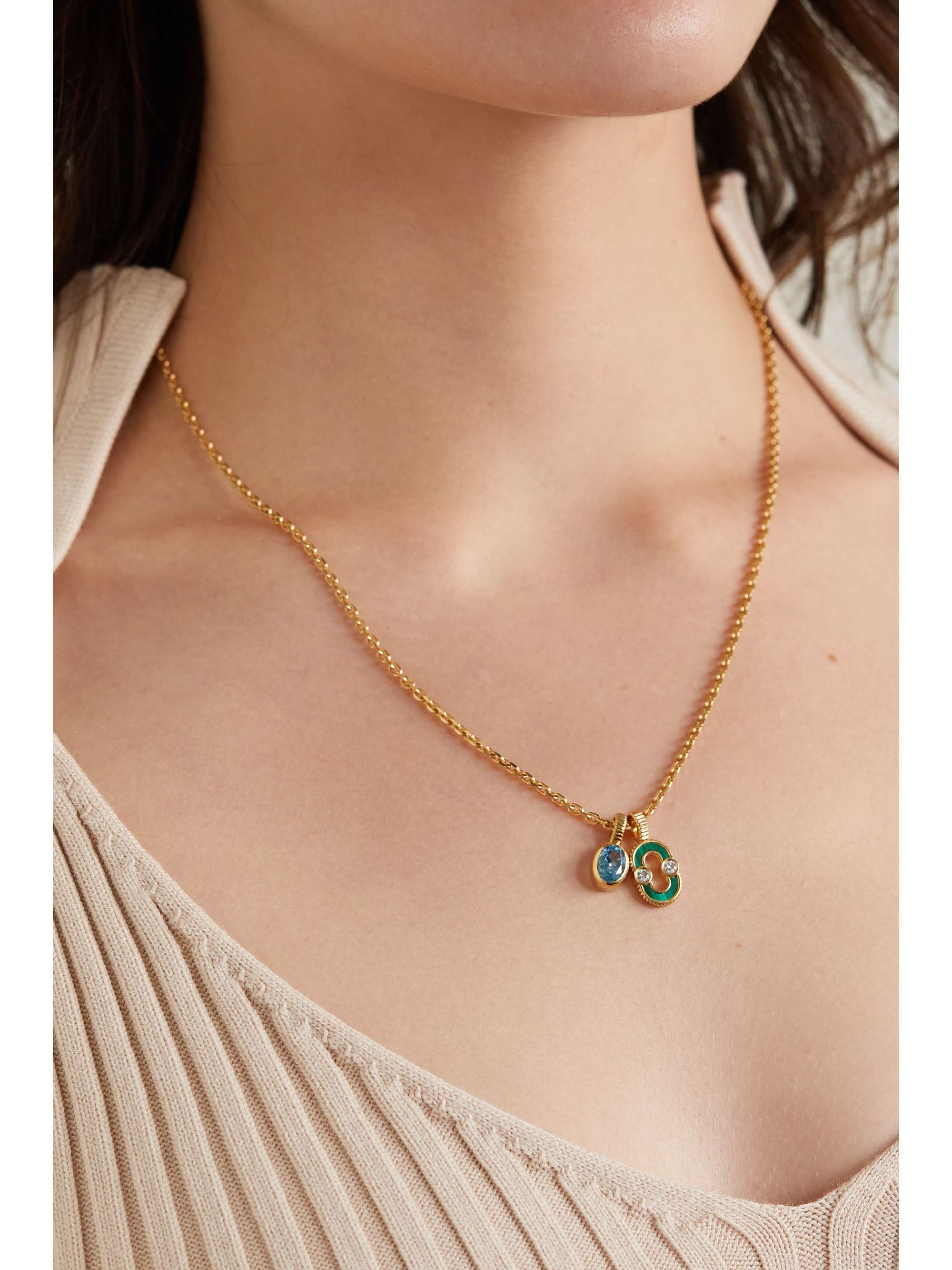 VILTIER Magnetic Twist 18-karat recycled gold multi-stone necklace
