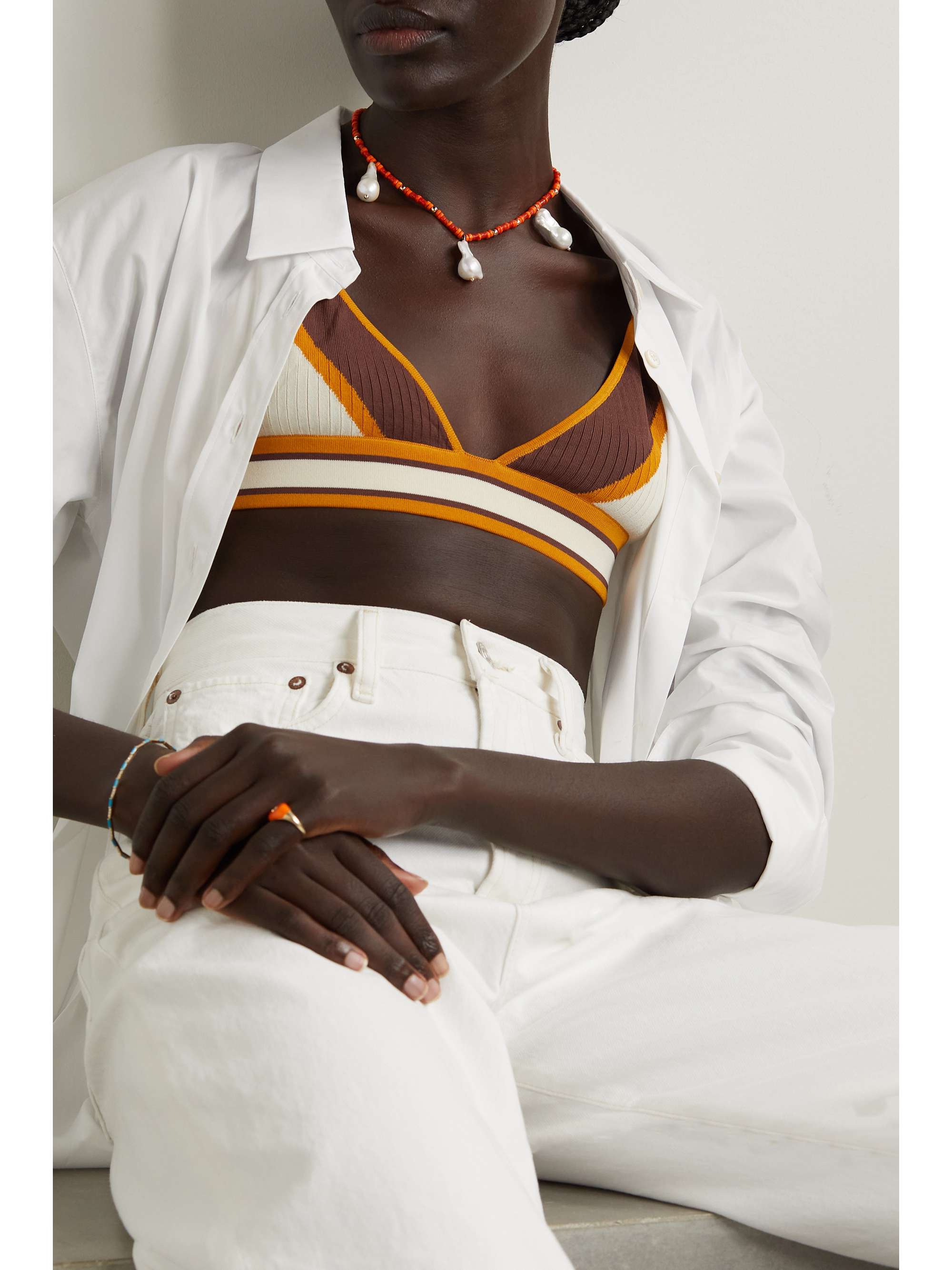 CHARMS COMPANY Les Bonbons gold, pearl and bead necklace