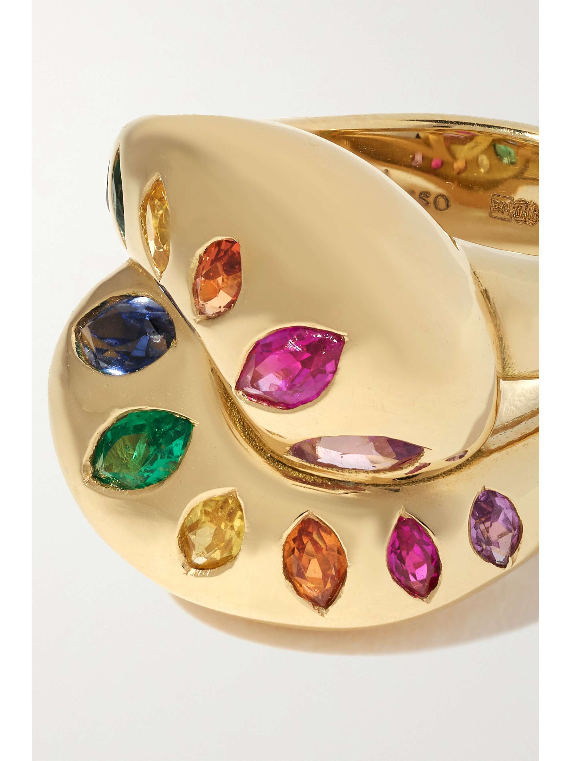BRENT NEALE Knot 18-karat gold, sapphire and emerald ring