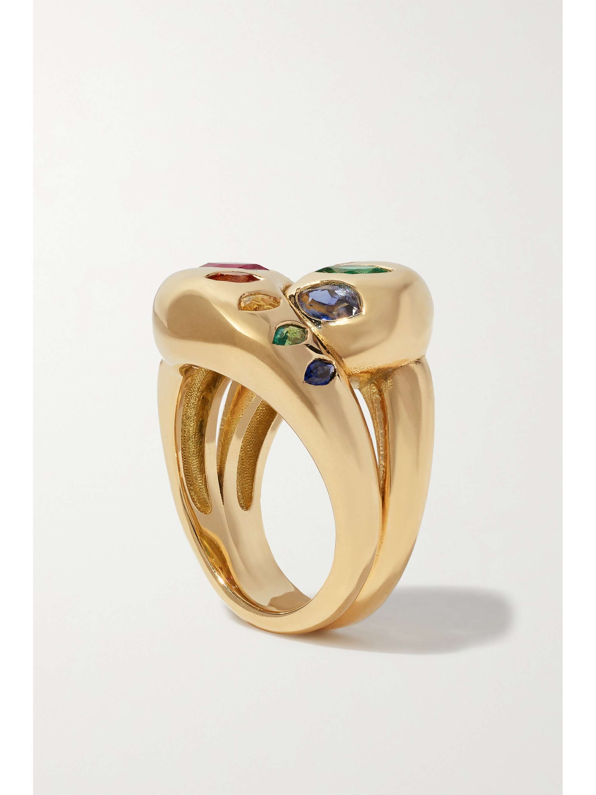 BRENT NEALE Knot 18-karat gold, sapphire and emerald ring