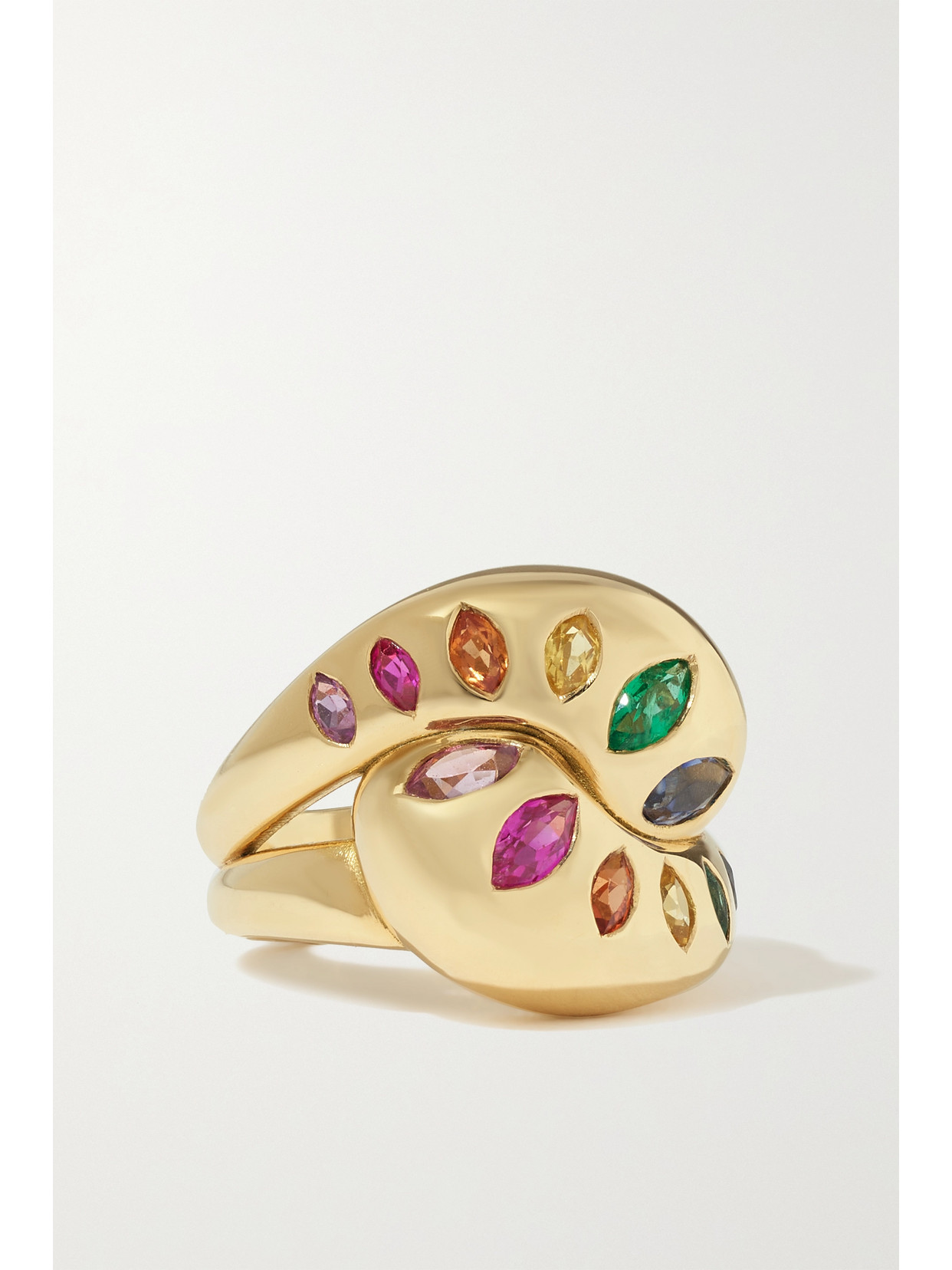 Brent Neale Knot 18-karat Gold, Sapphire And Emerald Ring