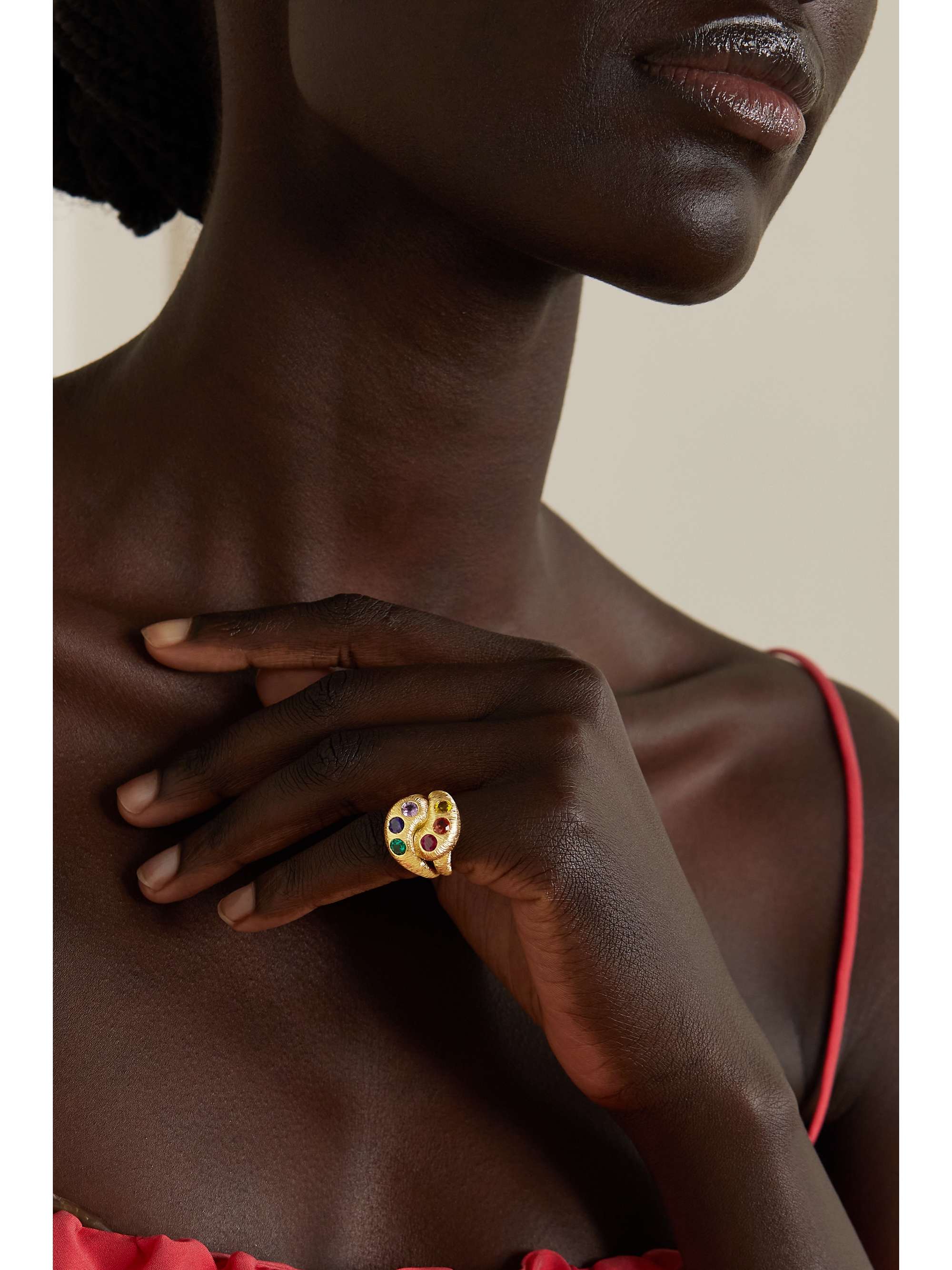 BRENT NEALE Textured Knot 18-karat gold sapphire ring