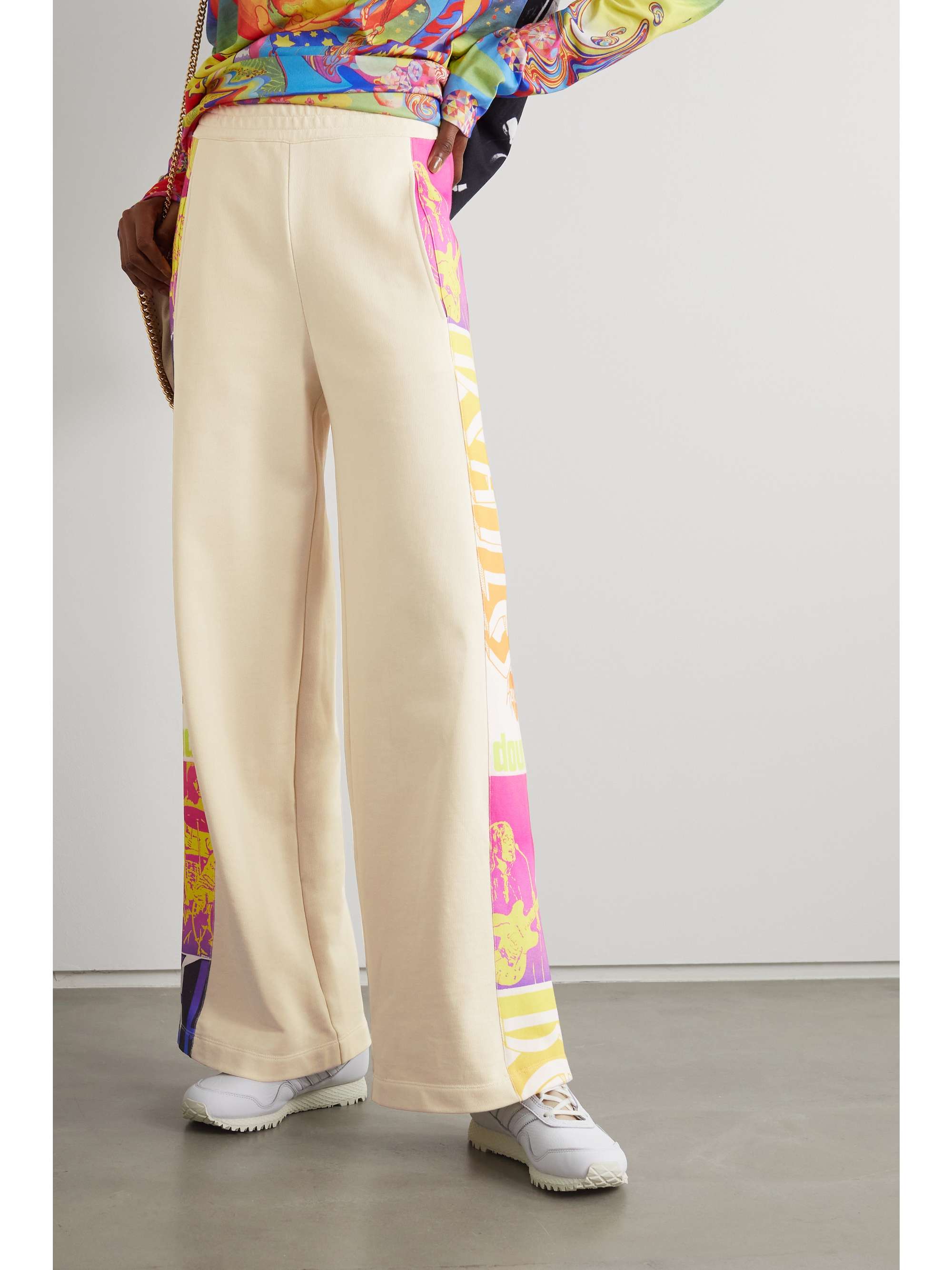STELLA MCCARTNEY + The Beatles Get Back printed cotton-jersey wide-leg track pants