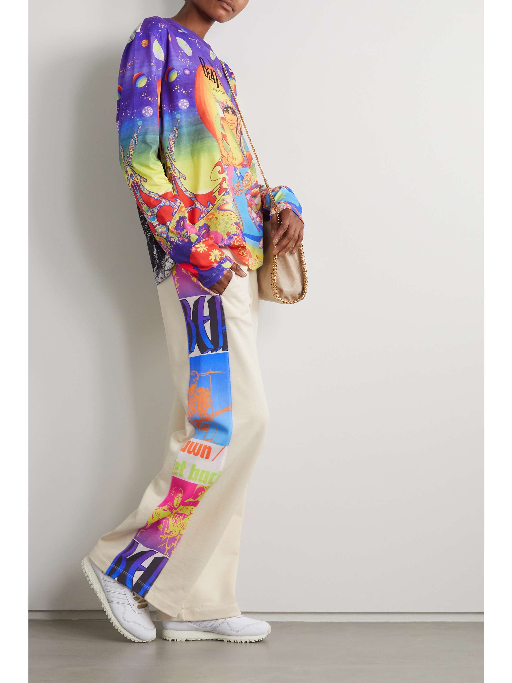 STELLA MCCARTNEY + The Beatles Get Back printed cotton-jersey wide-leg track pants