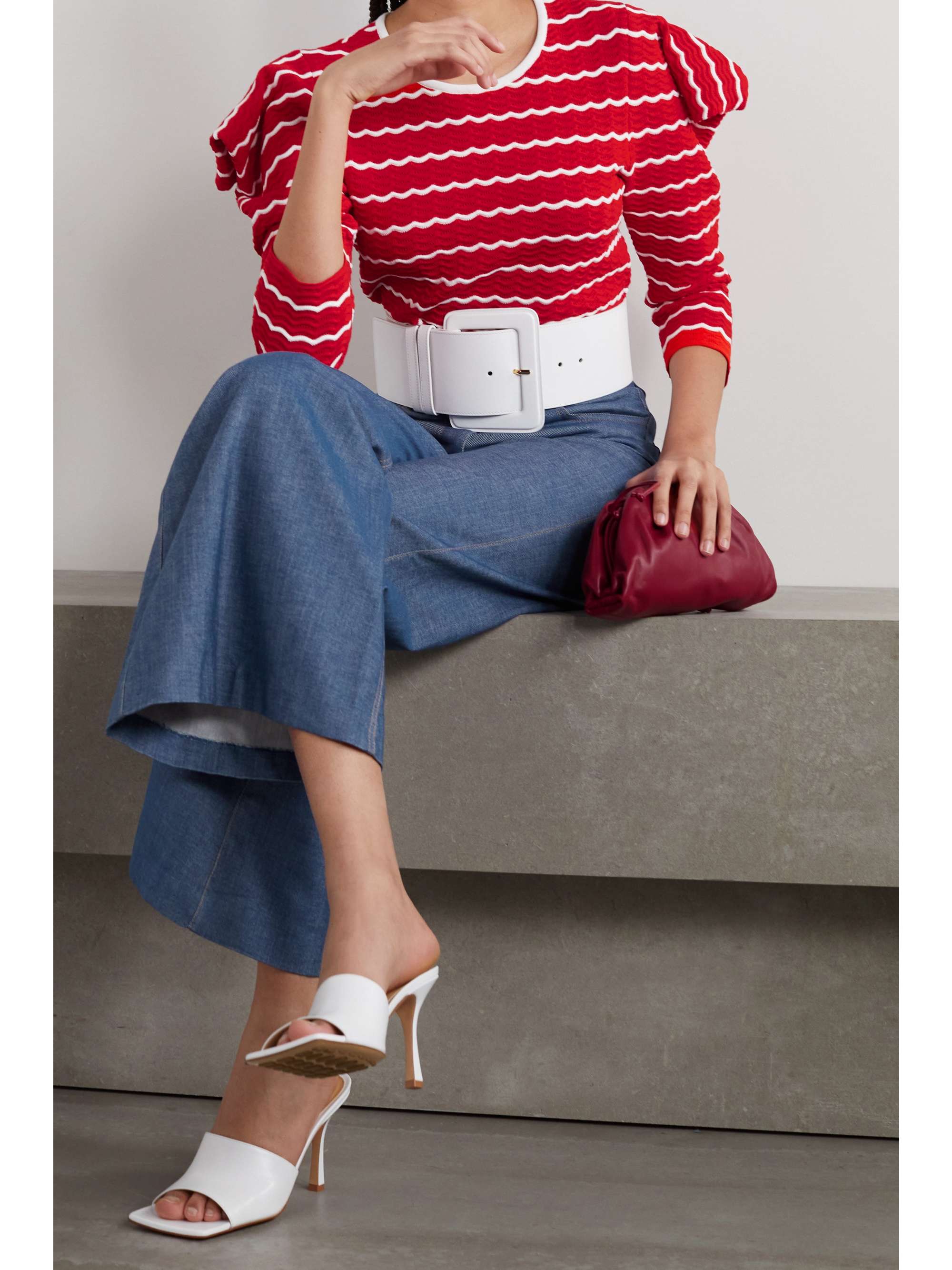 CAROLINA HERRERA 条纹挑窿针织上衣