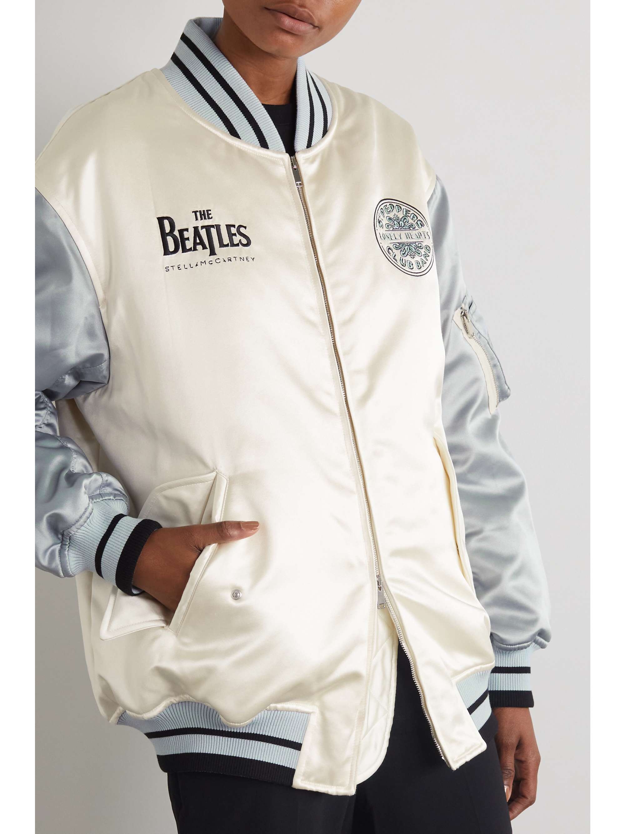 oversized satin bomber jacket