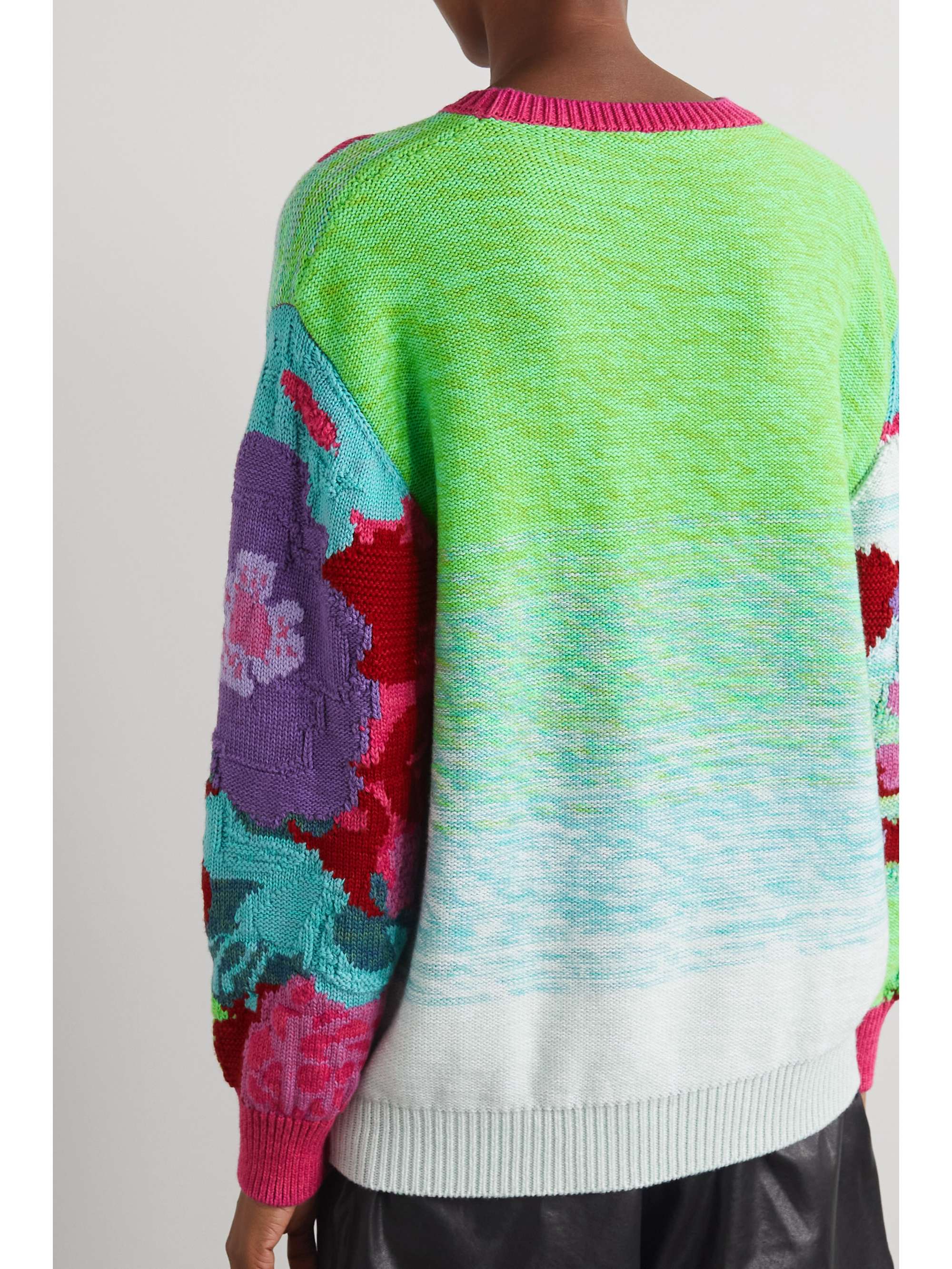 STELLA MCCARTNEY + The Beatles Get Back embroidered intarsia cotton sweater