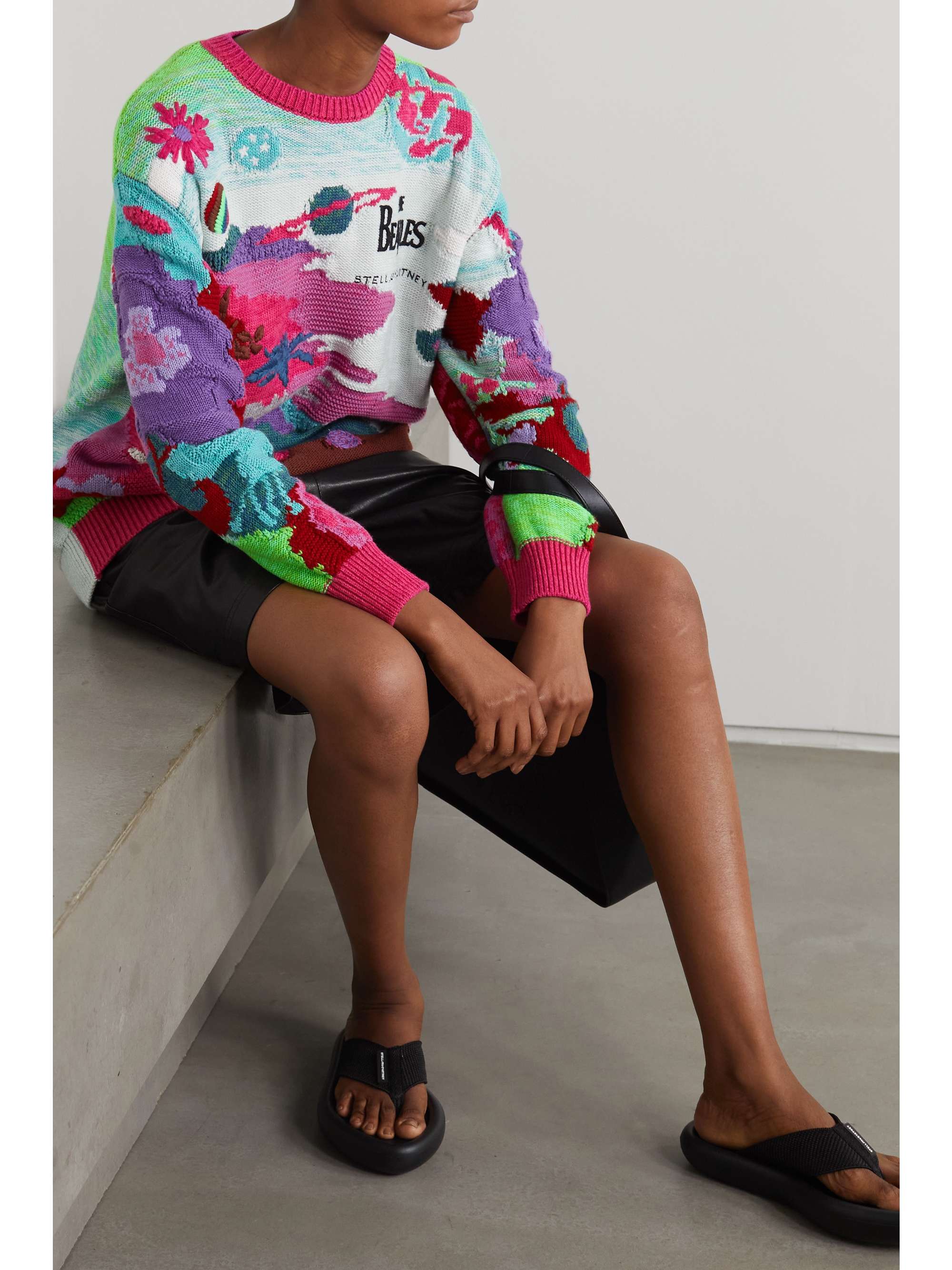 STELLA MCCARTNEY + The Beatles Get Back embroidered intarsia cotton sweater