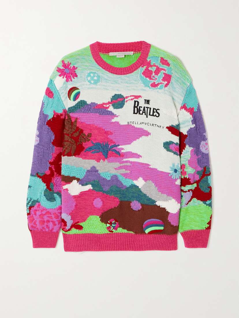 Stella McCartney + The Beatles Get Back Embroidered Intarsia Cotton Sweater