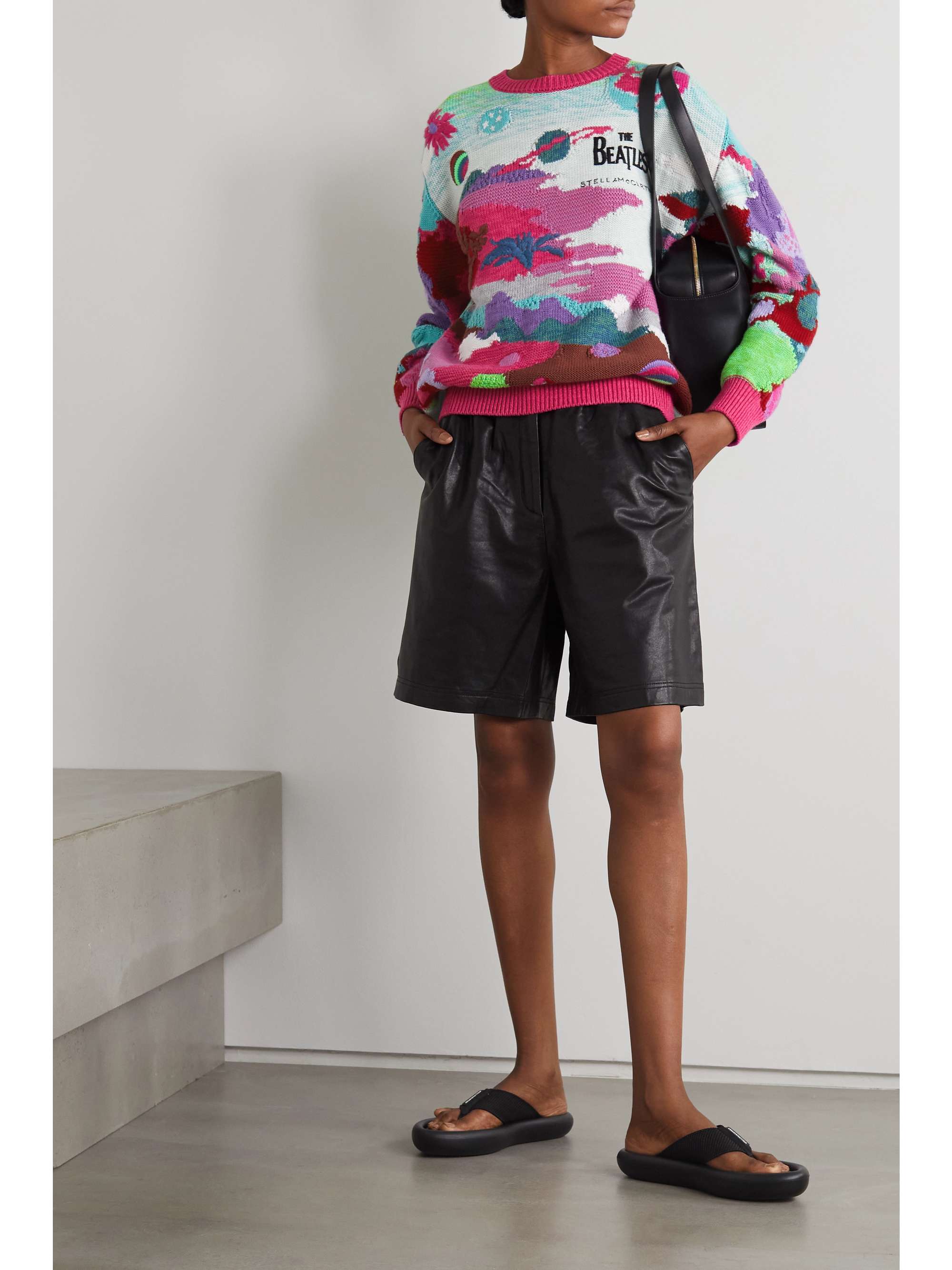 STELLA MCCARTNEY + The Beatles Get Back embroidered intarsia cotton sweater
