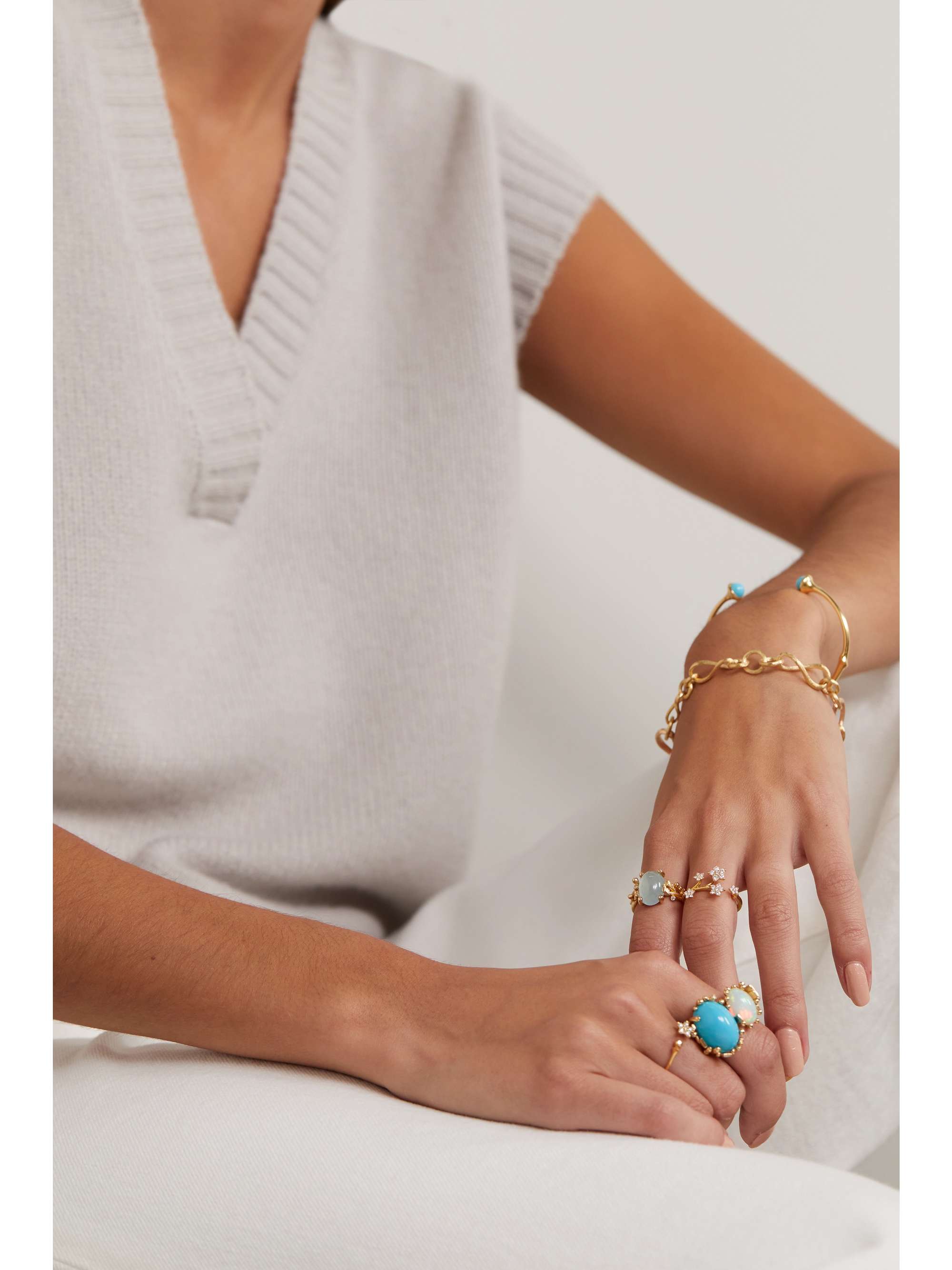 OLE LYNGGAARD COPENHAGEN BoHo 18-karat gold, aquamarine and diamond ring