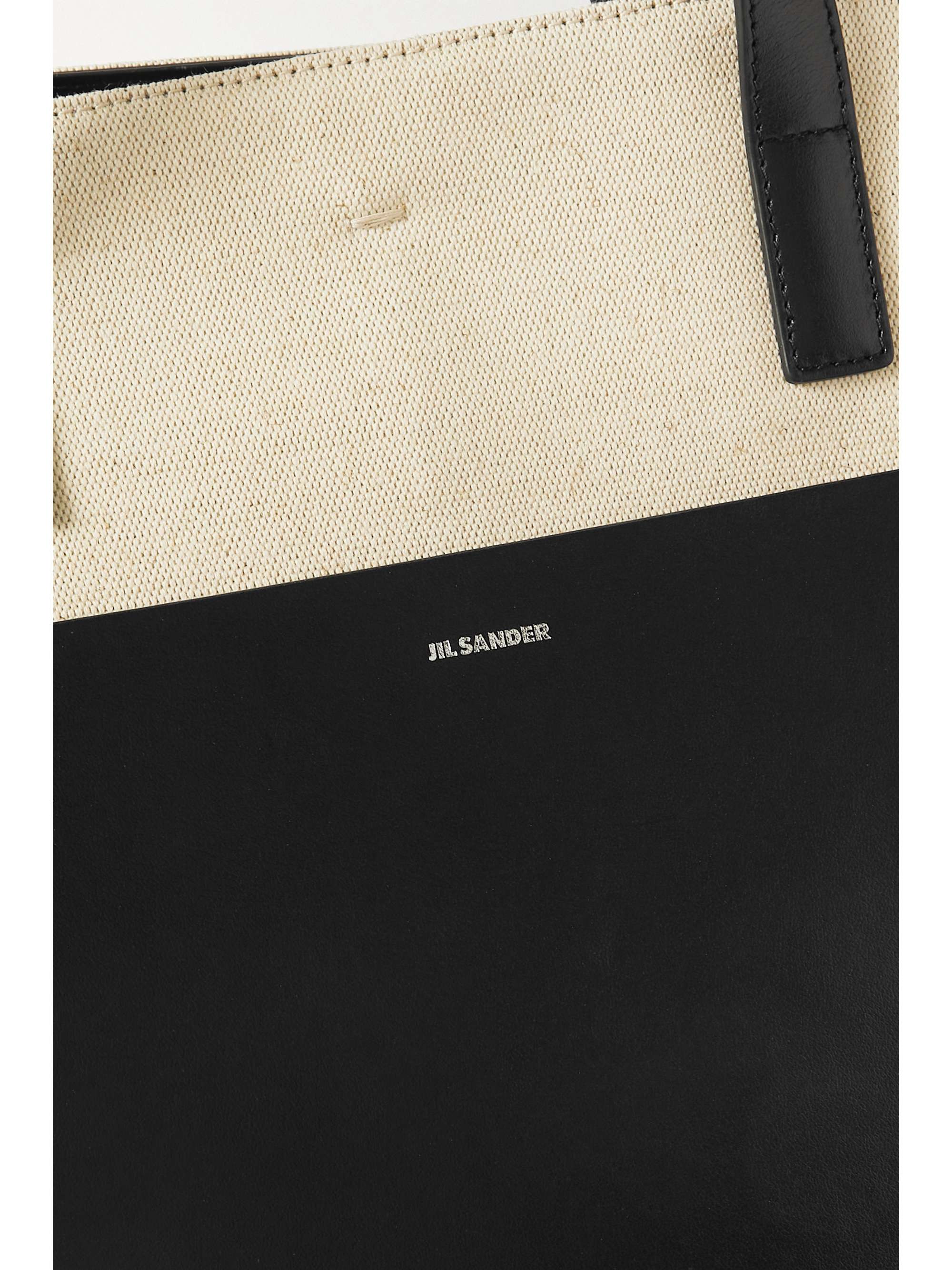 JIL SANDER Medium leather-trimmed canvas tote