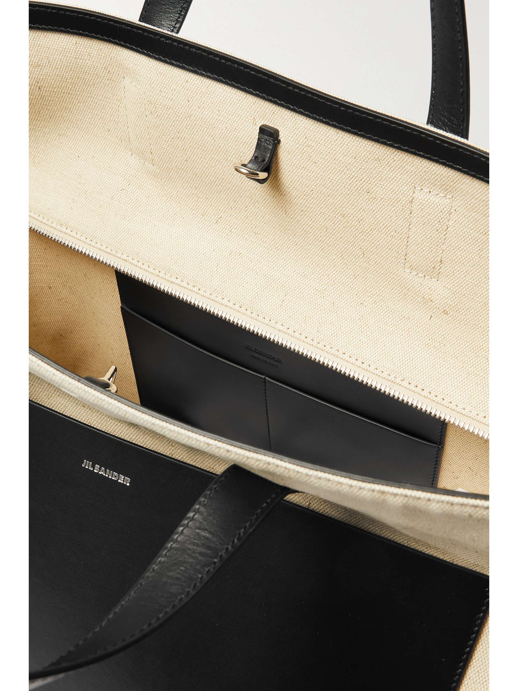 JIL SANDER Medium leather-trimmed canvas tote
